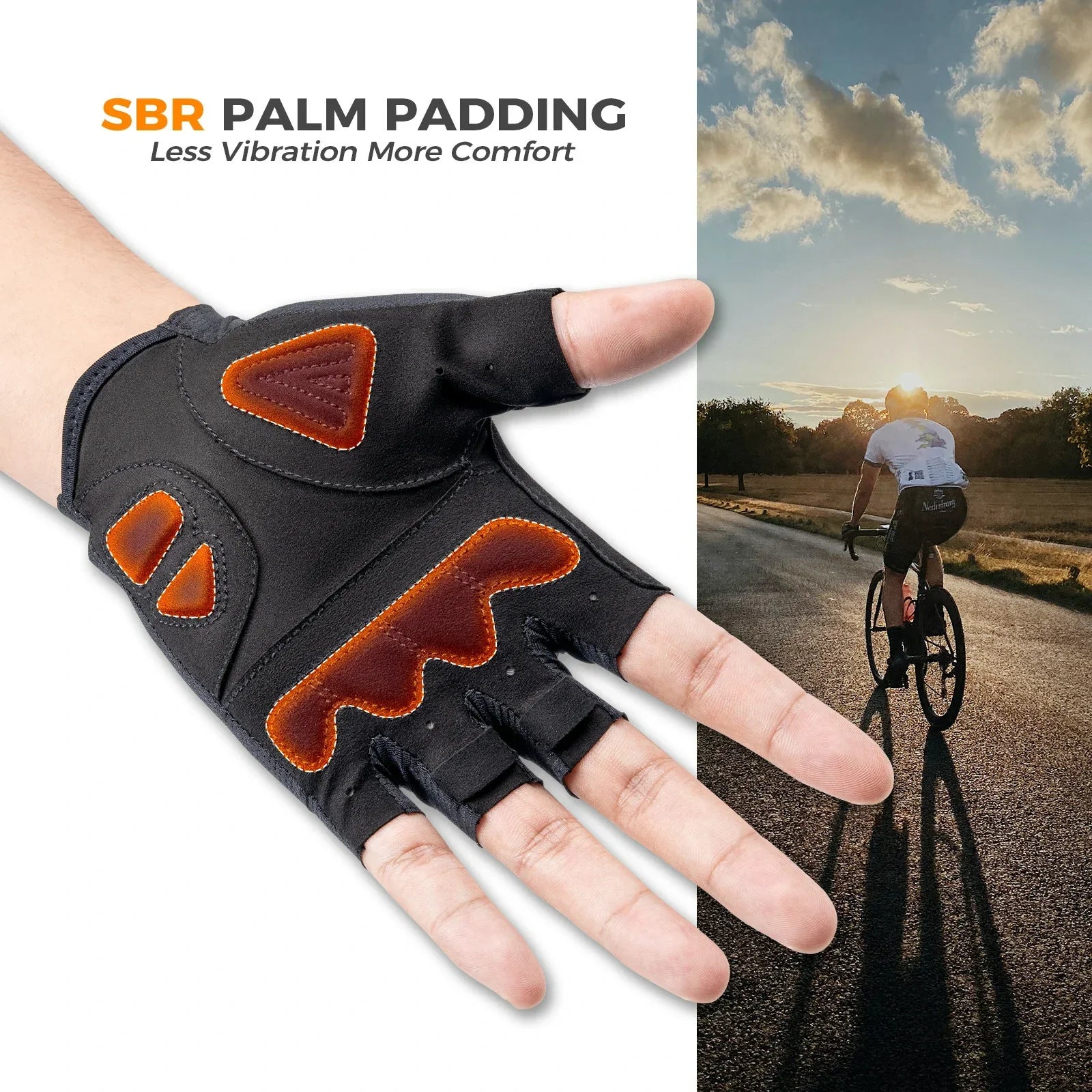 ROCKBROS cycling gloves half finger sbr padded
