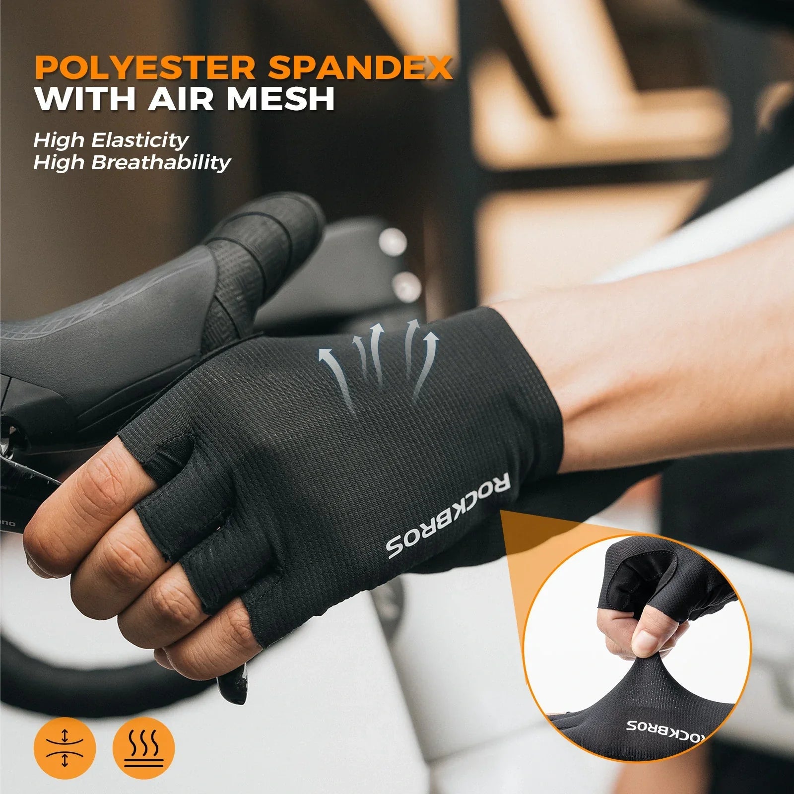 ROCKBROS cycling gloves half finger sbr padded