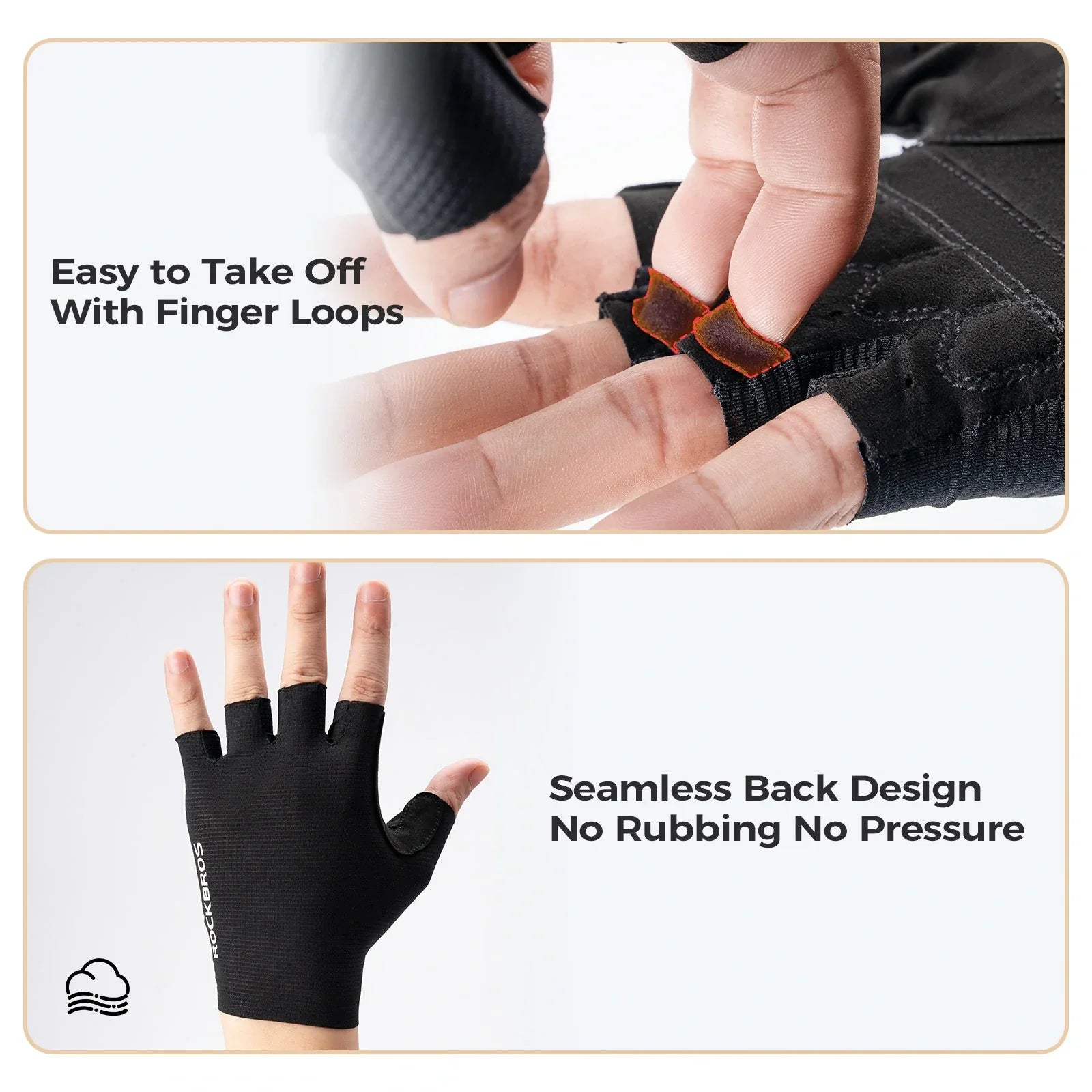 ROCKBROS cycling gloves half finger sbr padded