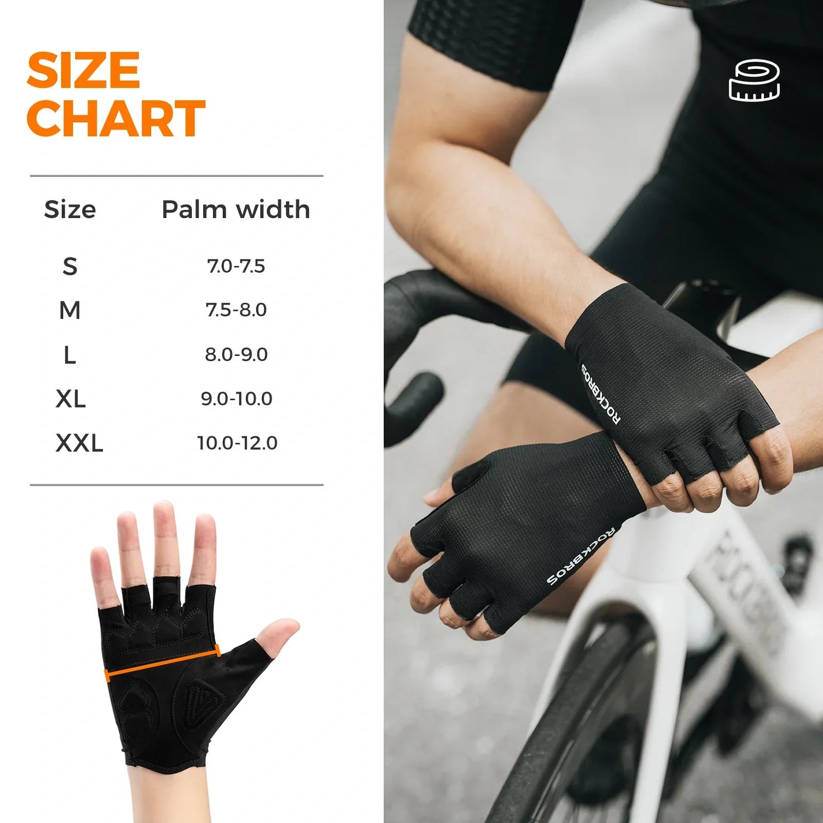 ROCKBROS cycling gloves half finger sbr padded
