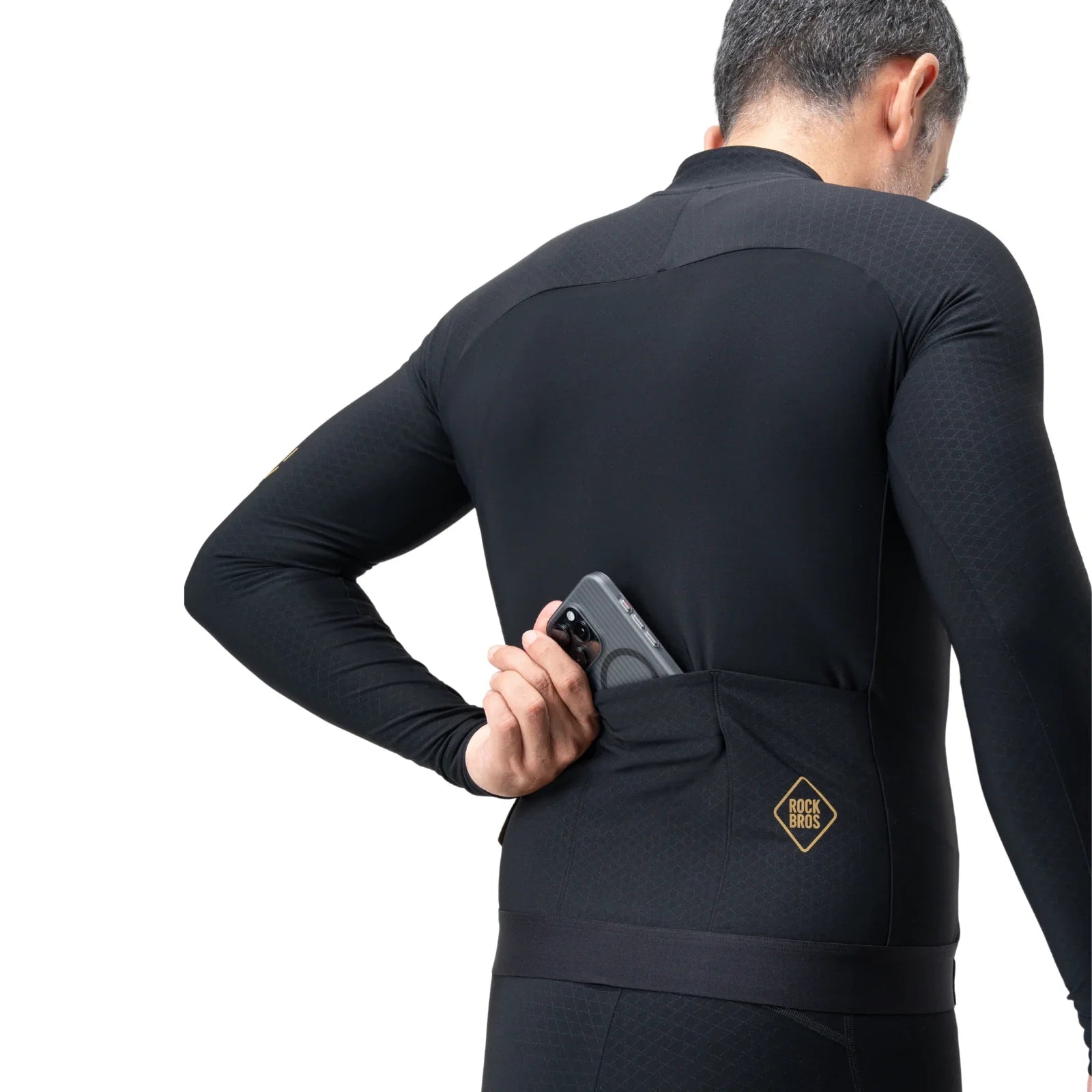Thermal fleece bike jersey for commuting #Color_Black