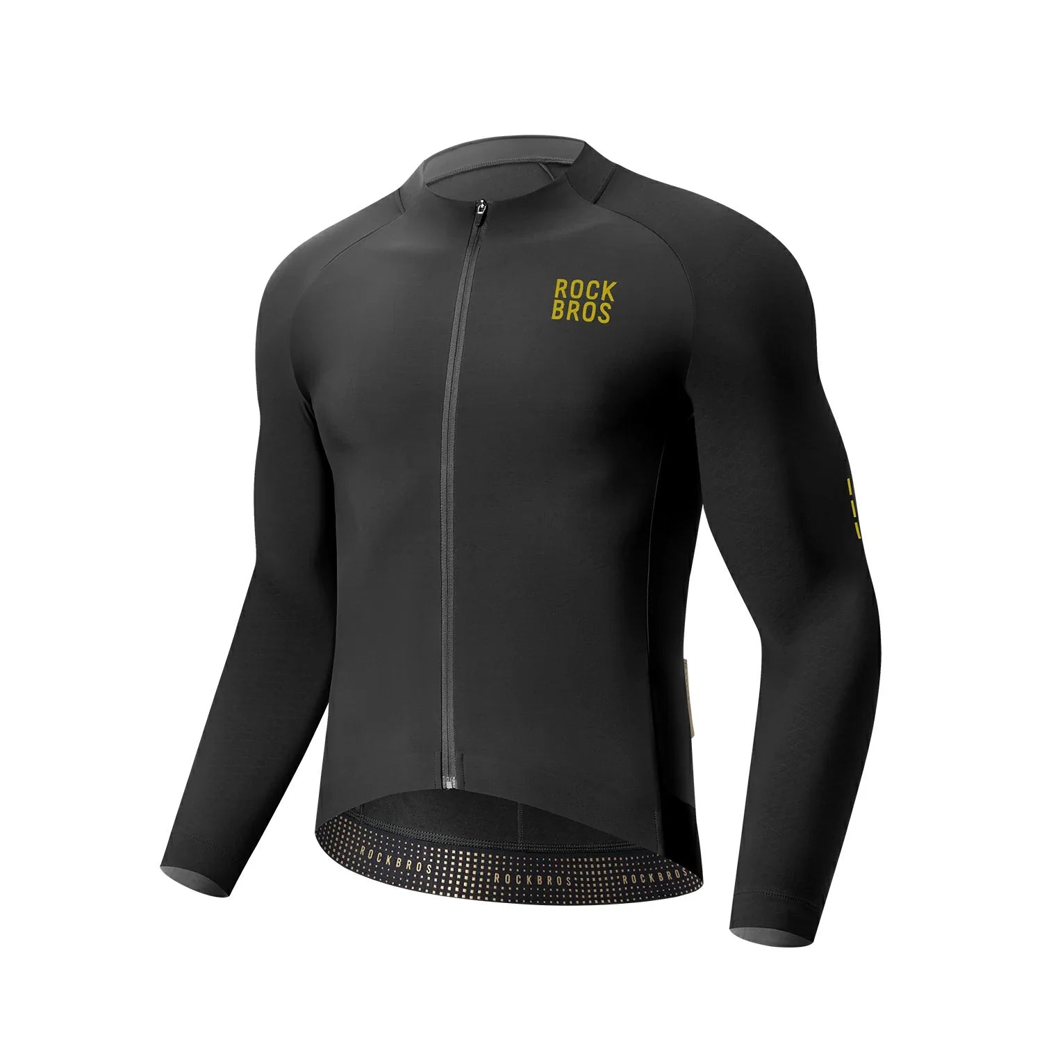 Reflective thermal cycling jersey for men #Color_Black