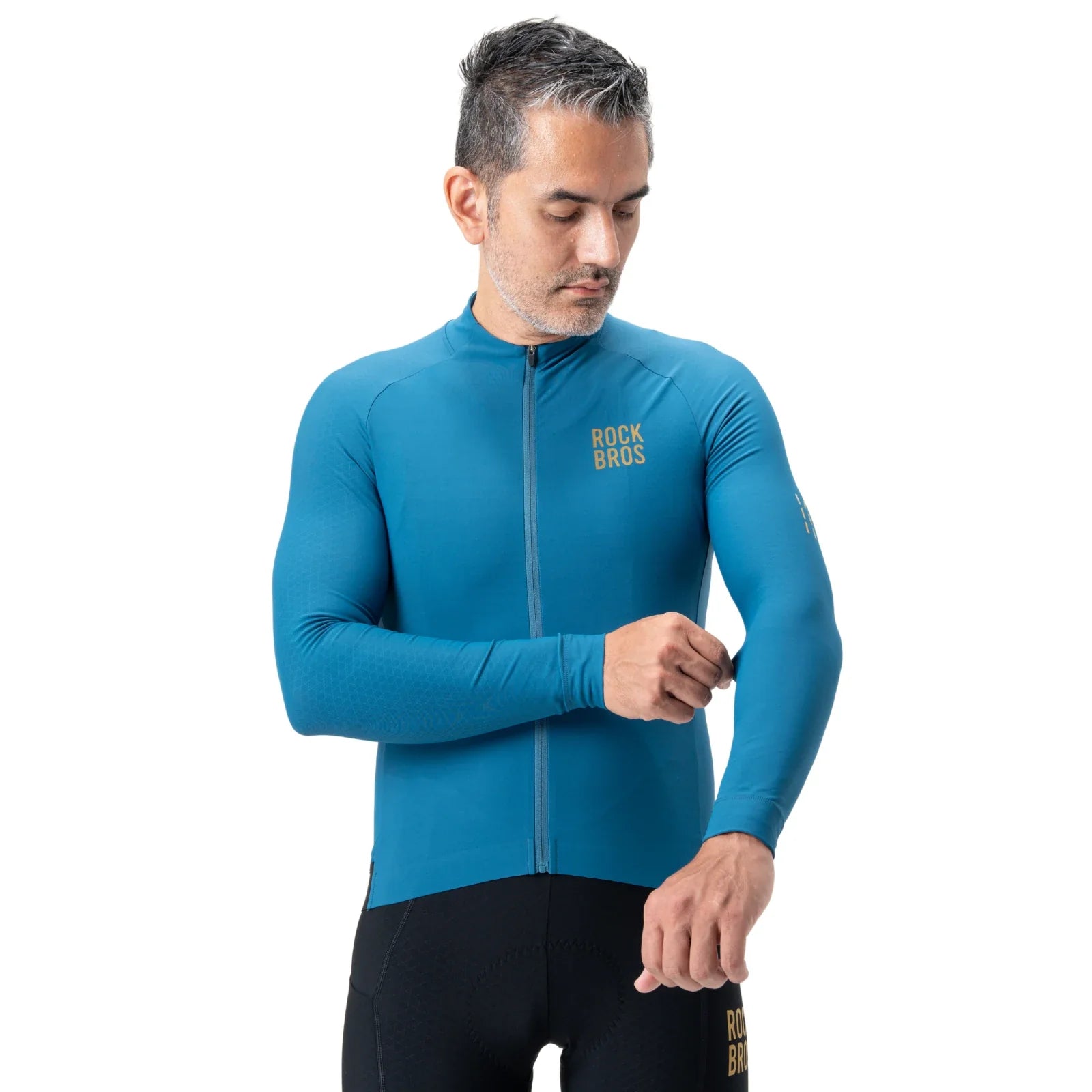 Moisture-wicking long sleeve cycling jersey #Color_Blue