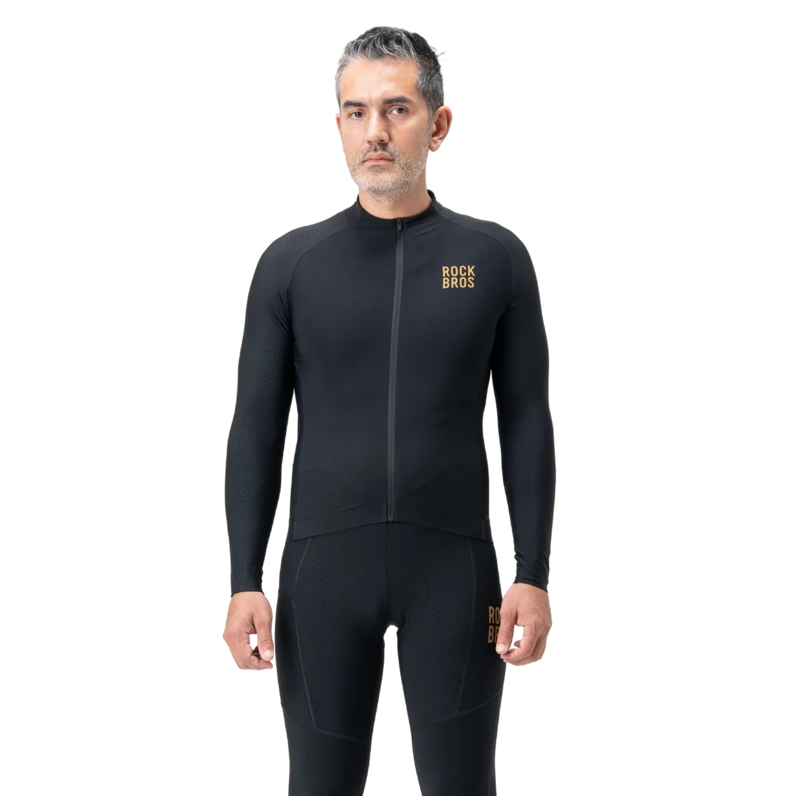 Stretch thermal bike jersey for cool weather #Color_Black