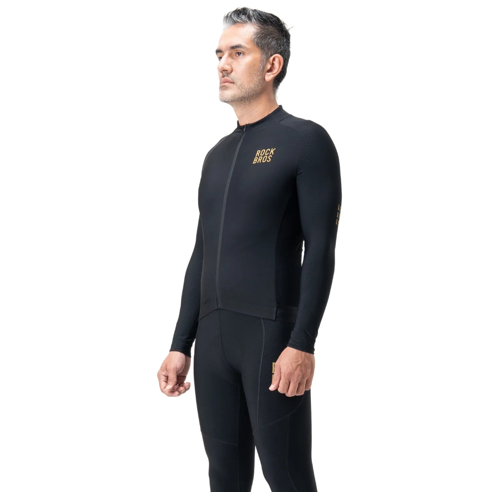Men's thermal cycling jersey with full zip #Color_Black
