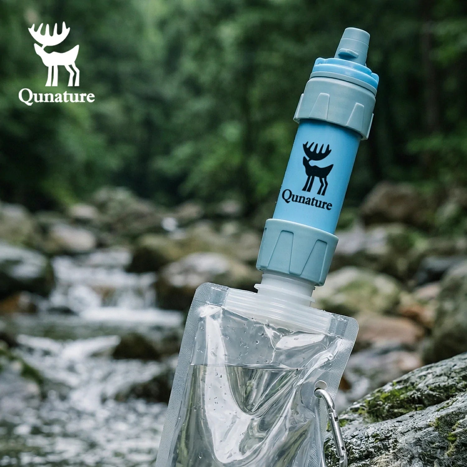Lightweight backpacking water filter straw 60g #Color_Blue