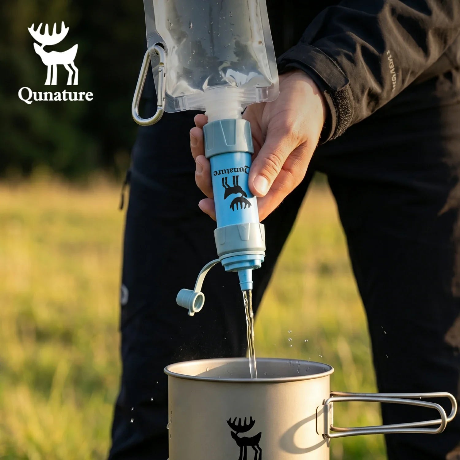 Camping water purifier straw for outdoor adventures #Color_Blue