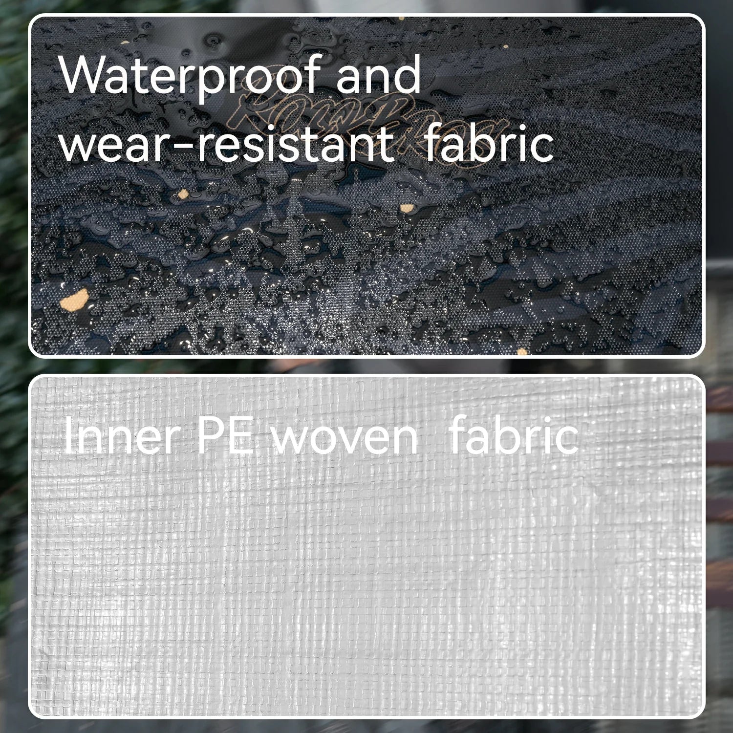 Comparison of waterproof and wear-resistant fabric with inner PE woven fabric.