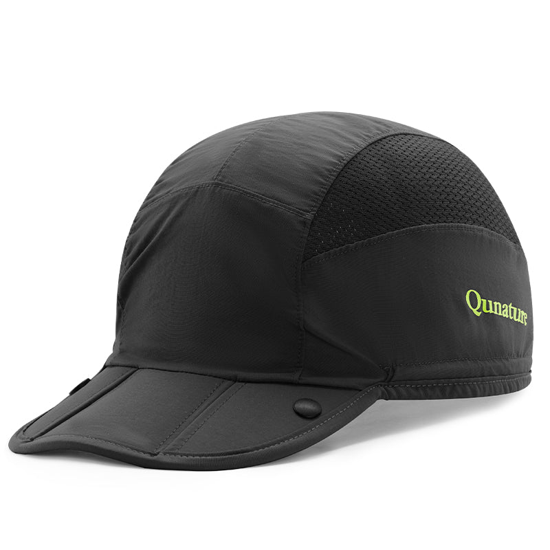 Black cap with 'Qunature' branding on a white background #Color_Black