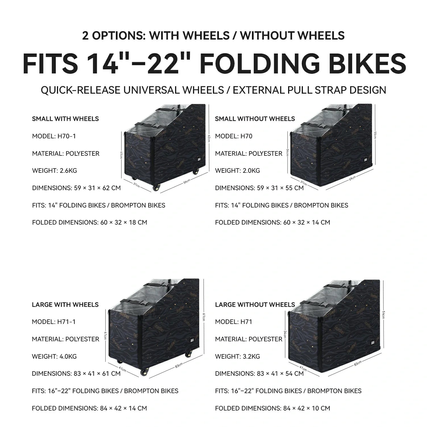 Folding Bike  Travel Case Fits 14"-22" Folding Bikes