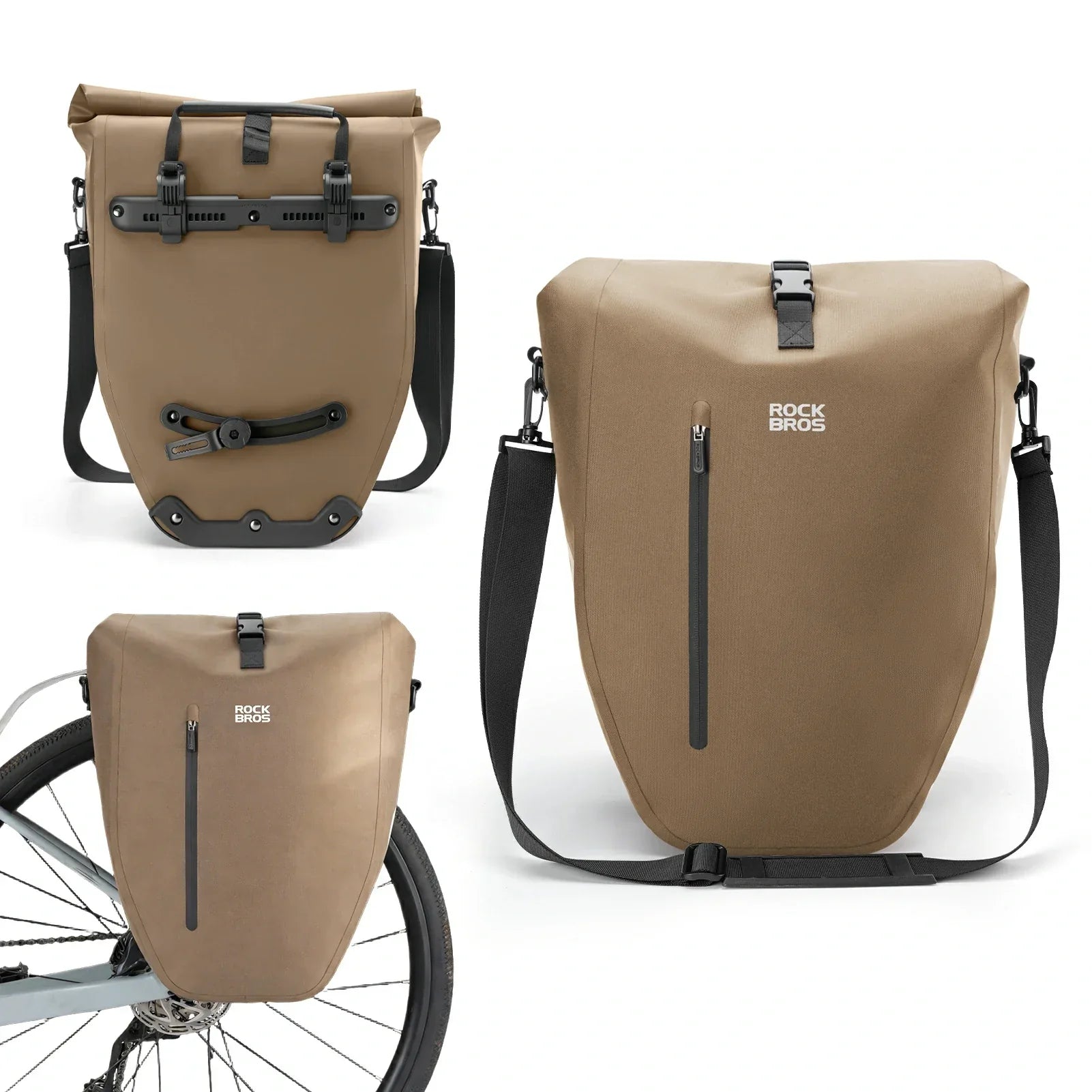 Fully waterproof bike pannier bag 20L in black#Color_Full-Reflective