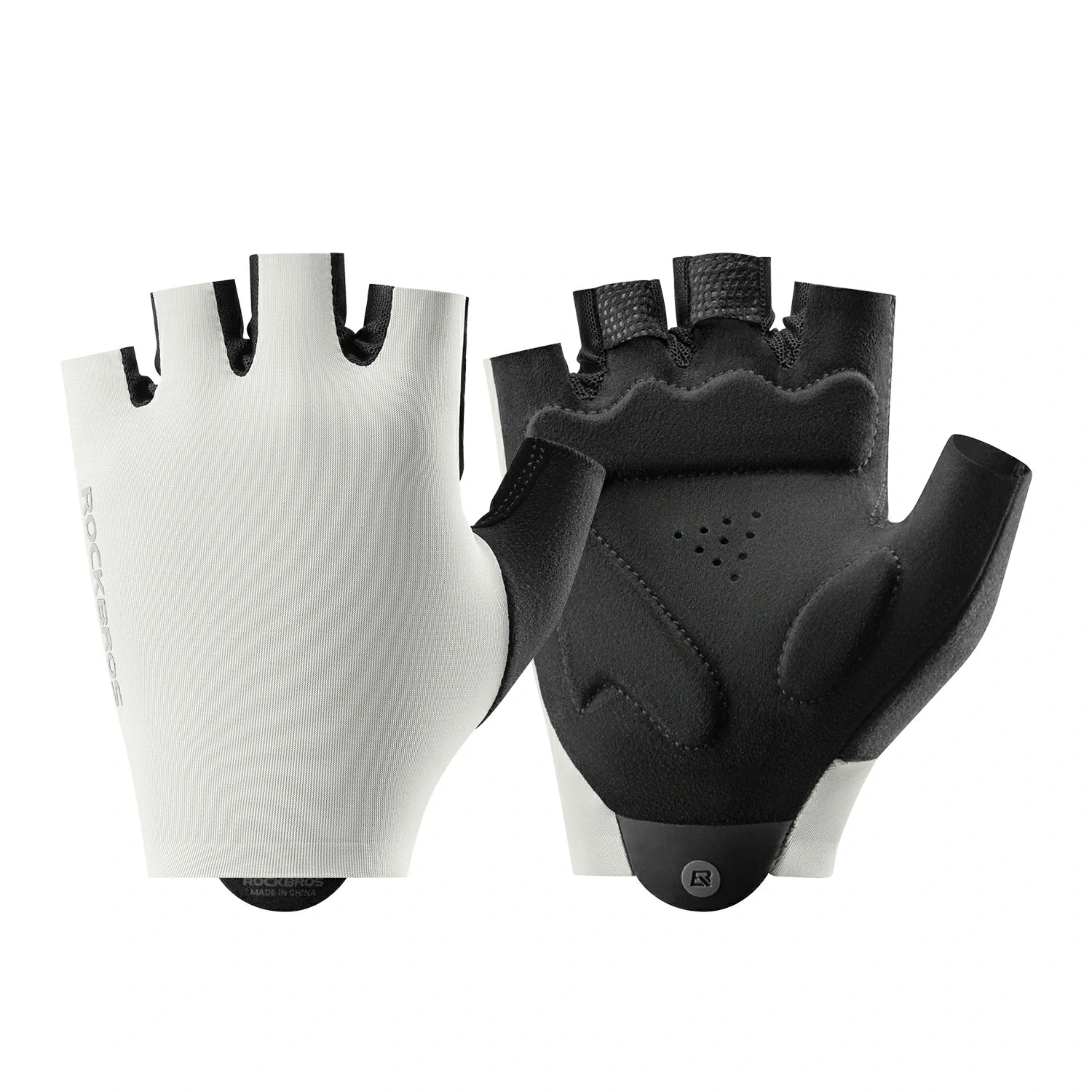 Pair of black and white gloves on a white background #color_white