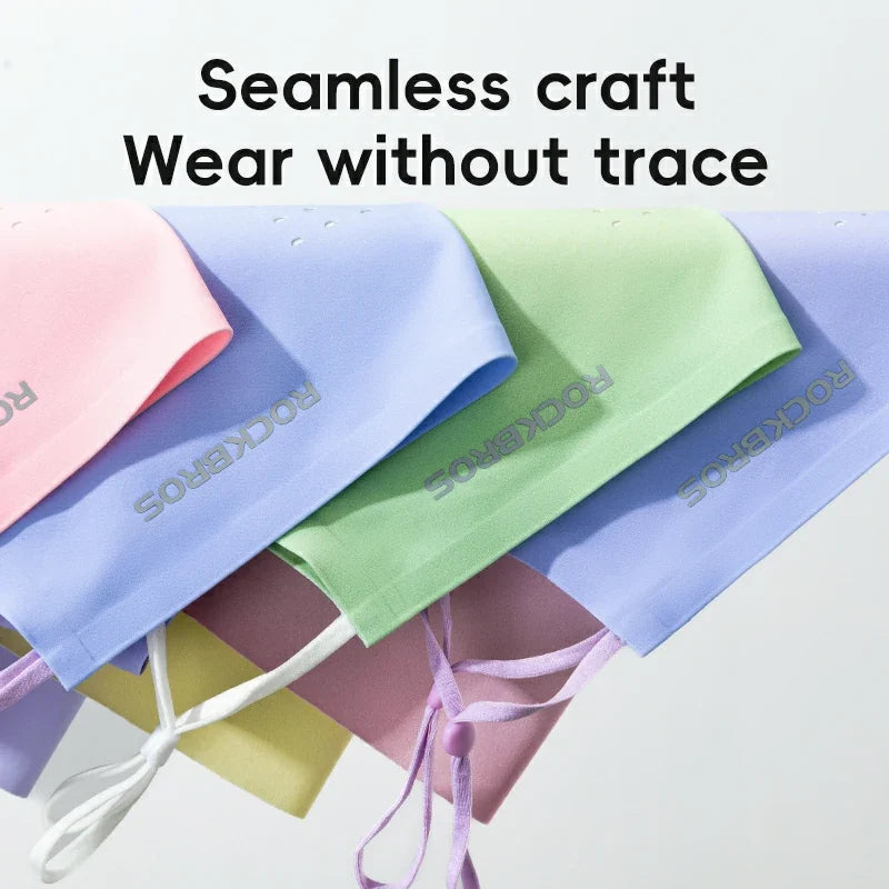 Colorful fabric samples with 'ROCKBROS' branding on a light background.