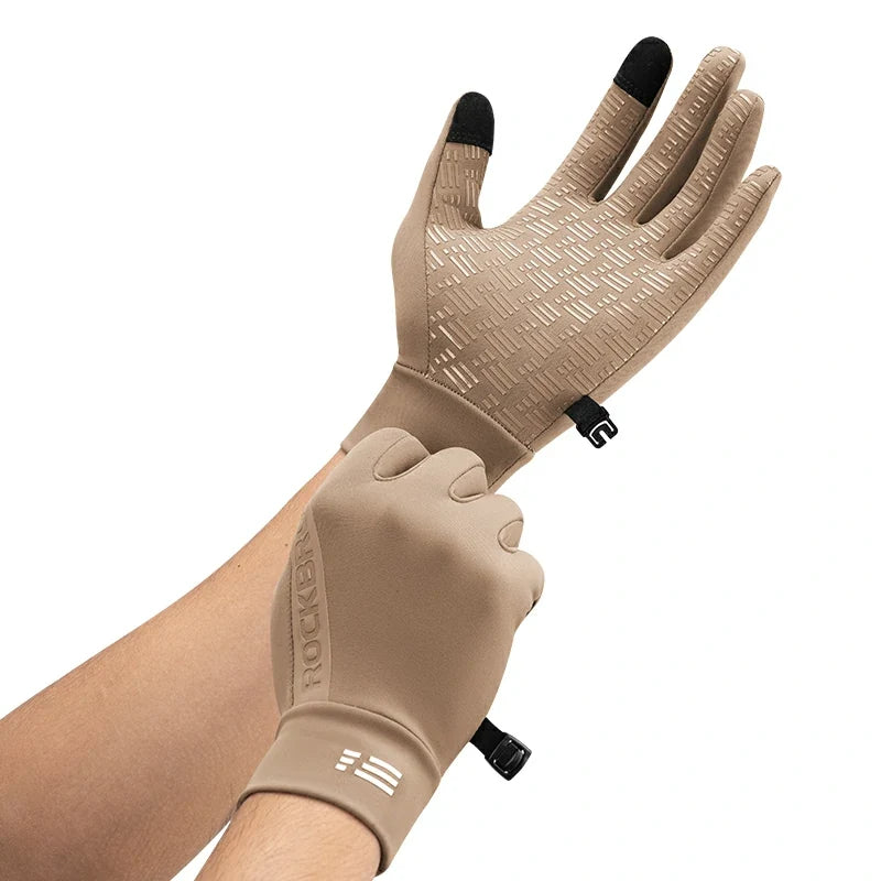 Lightweight winter cycling gloves 5–15°C#color_brown