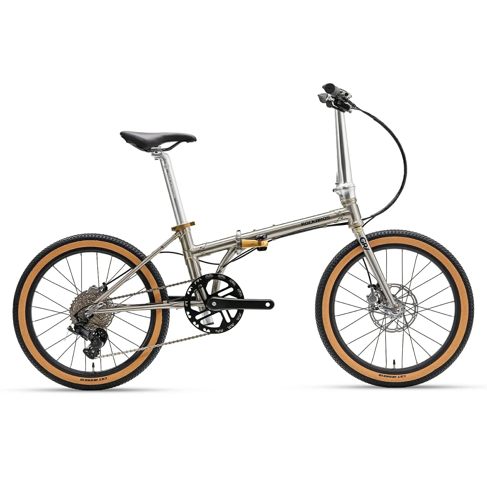 Silver folding bicycle on a white background #Color_Raw Steel