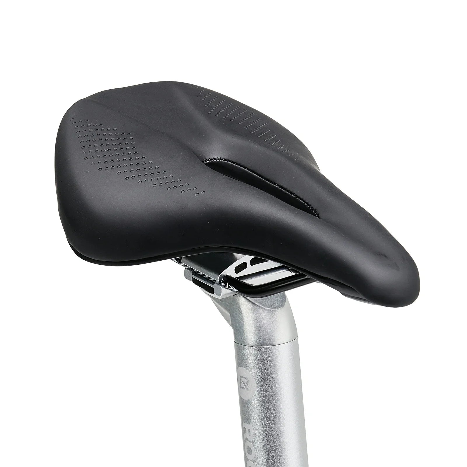 Black bicycle saddle on a white background