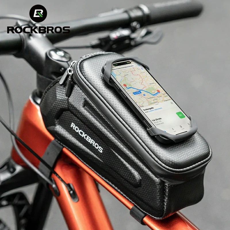 Close-up of waterproof hardshell material on bike bag