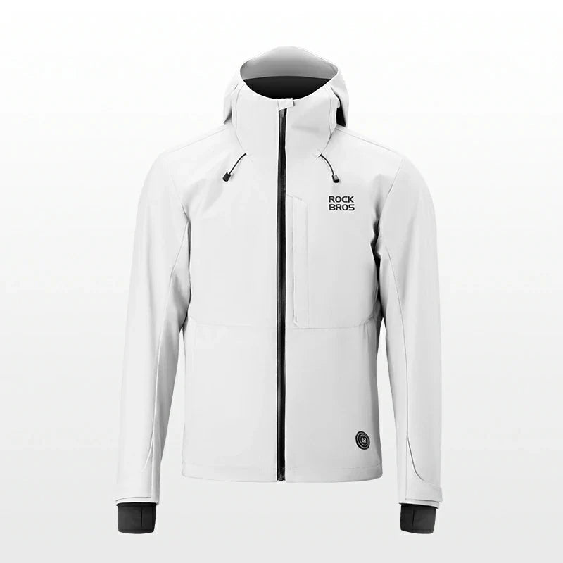 White jacket with black accents and 'Rock Bros' branding on a white  background #Color_white