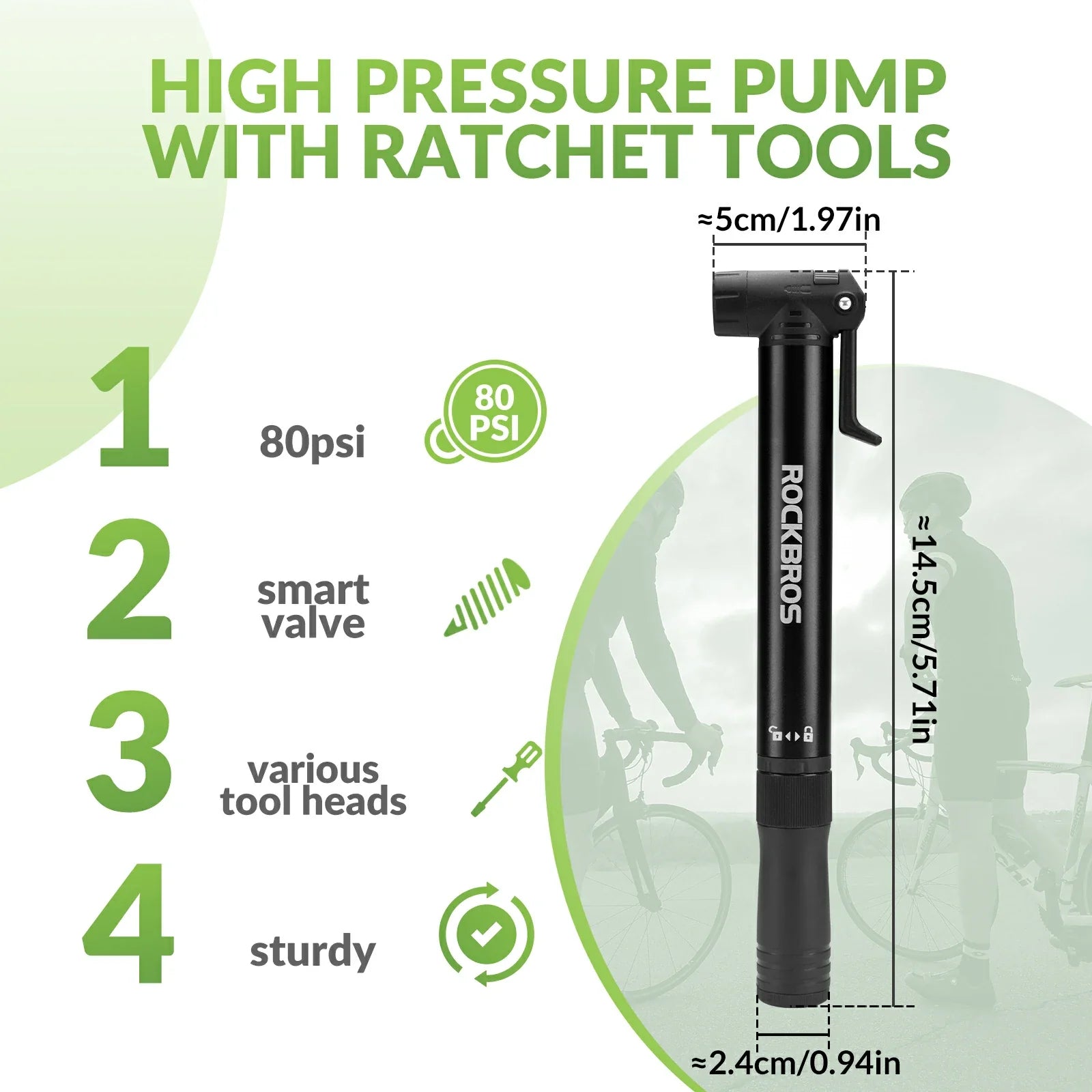 Aluminum mini bike pump for cycling
