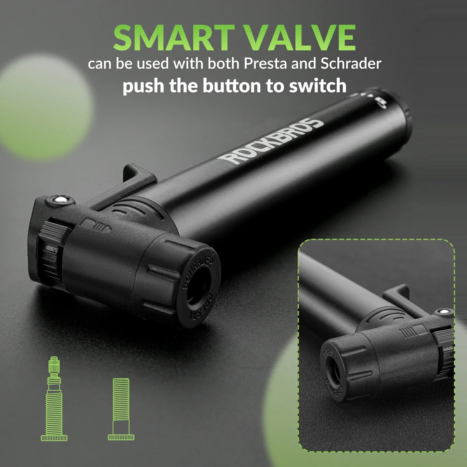 Bike pump with Presta and Schrader valves