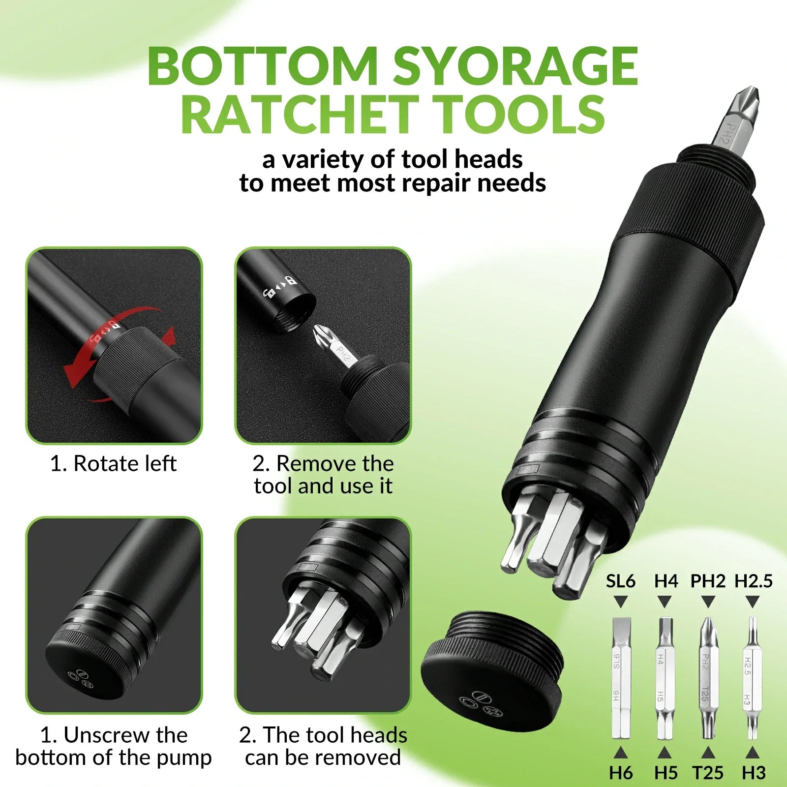 Compact bicycle pump with repair tool