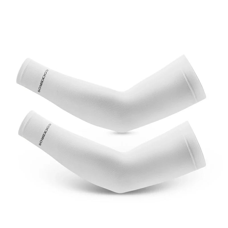 Cooling ice silk arm sleeves for cycling running and hiking #Color_White
