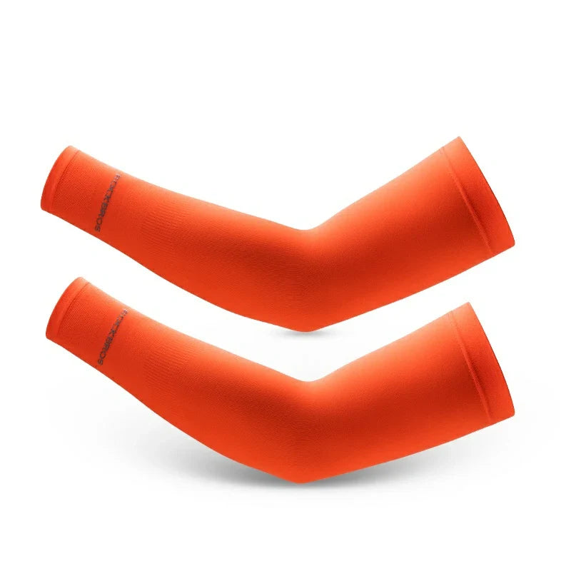 Breathable quick-dry arm sleeves for outdoor sports comfort #Color_Orange
