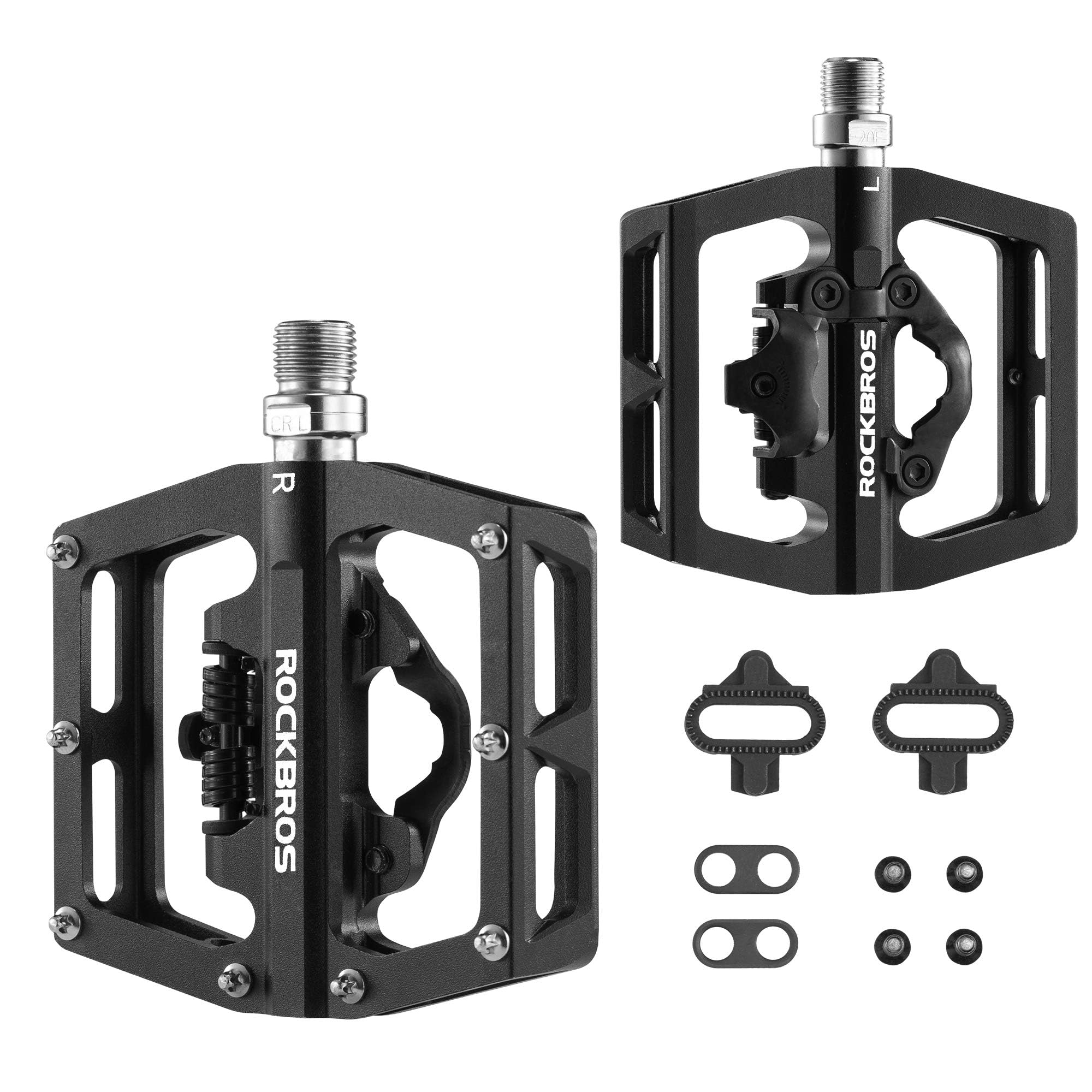 ROCKBROS MTB Aluminum Bike Pedals Compatible with SPD - ROCKBROS #Color_black