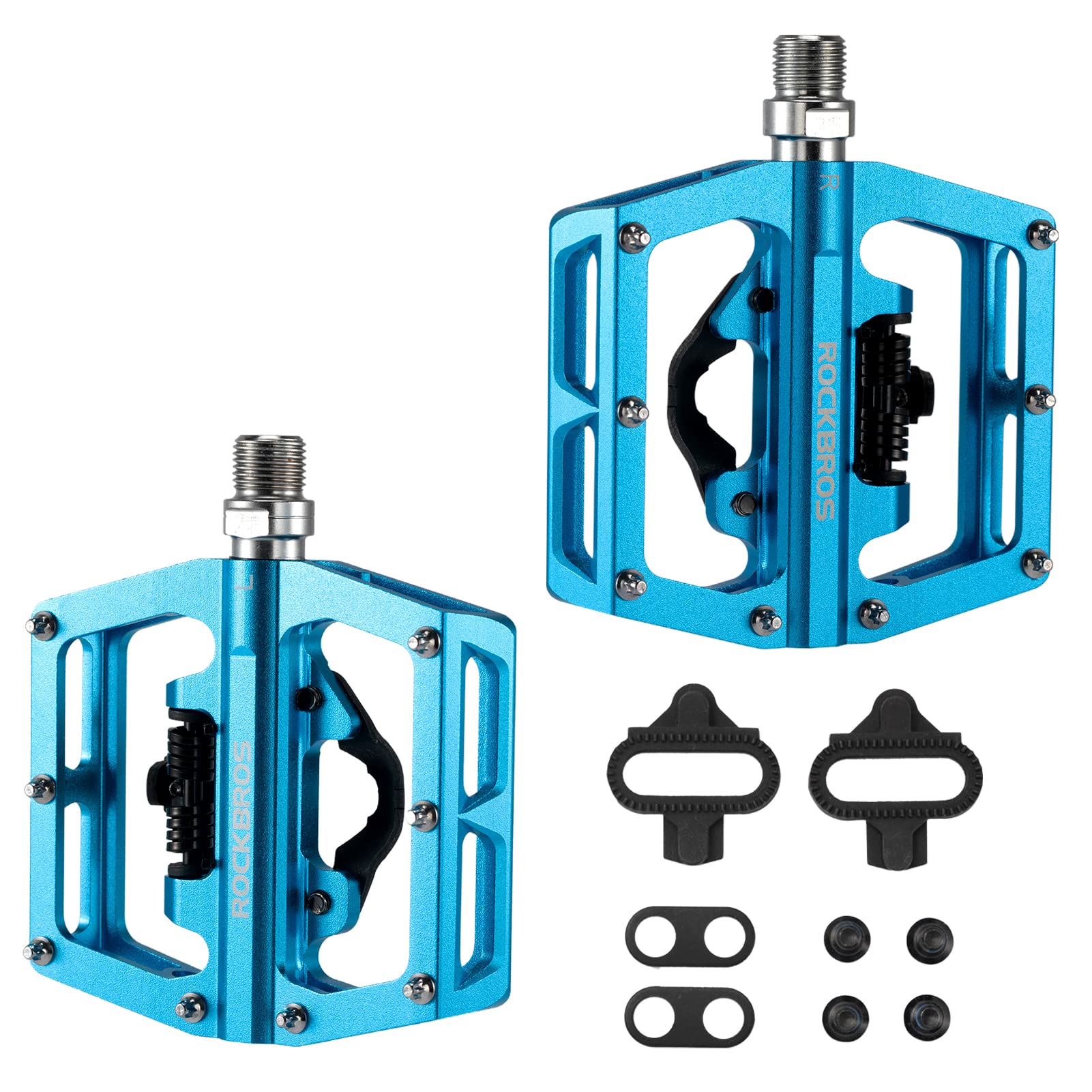 ROCKBROS MTB Aluminum Bike Pedals Compatible with SPD - ROCKBROS #Color_Blue