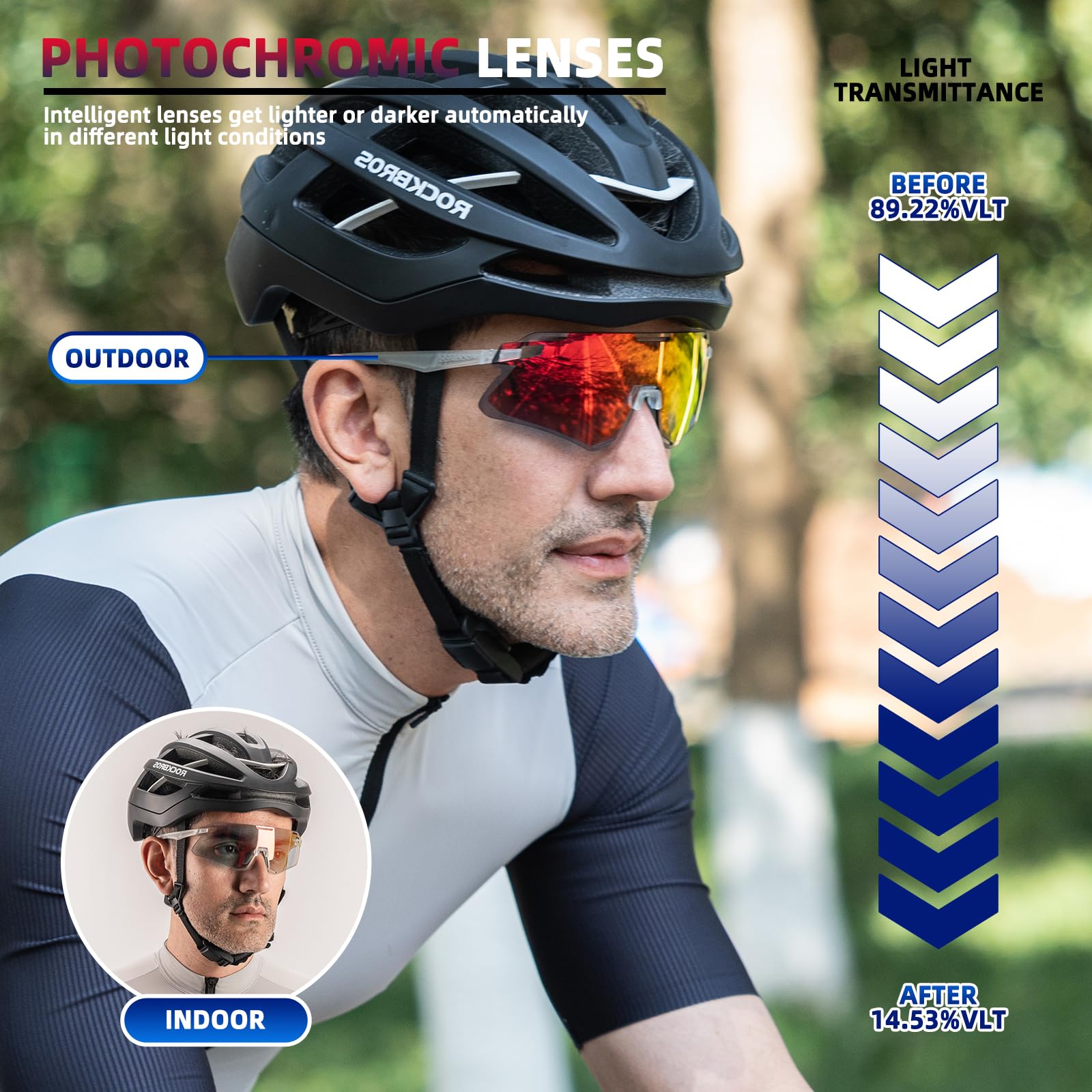 Men's TR90 Photochromic Cycling Sunglasses for MTB