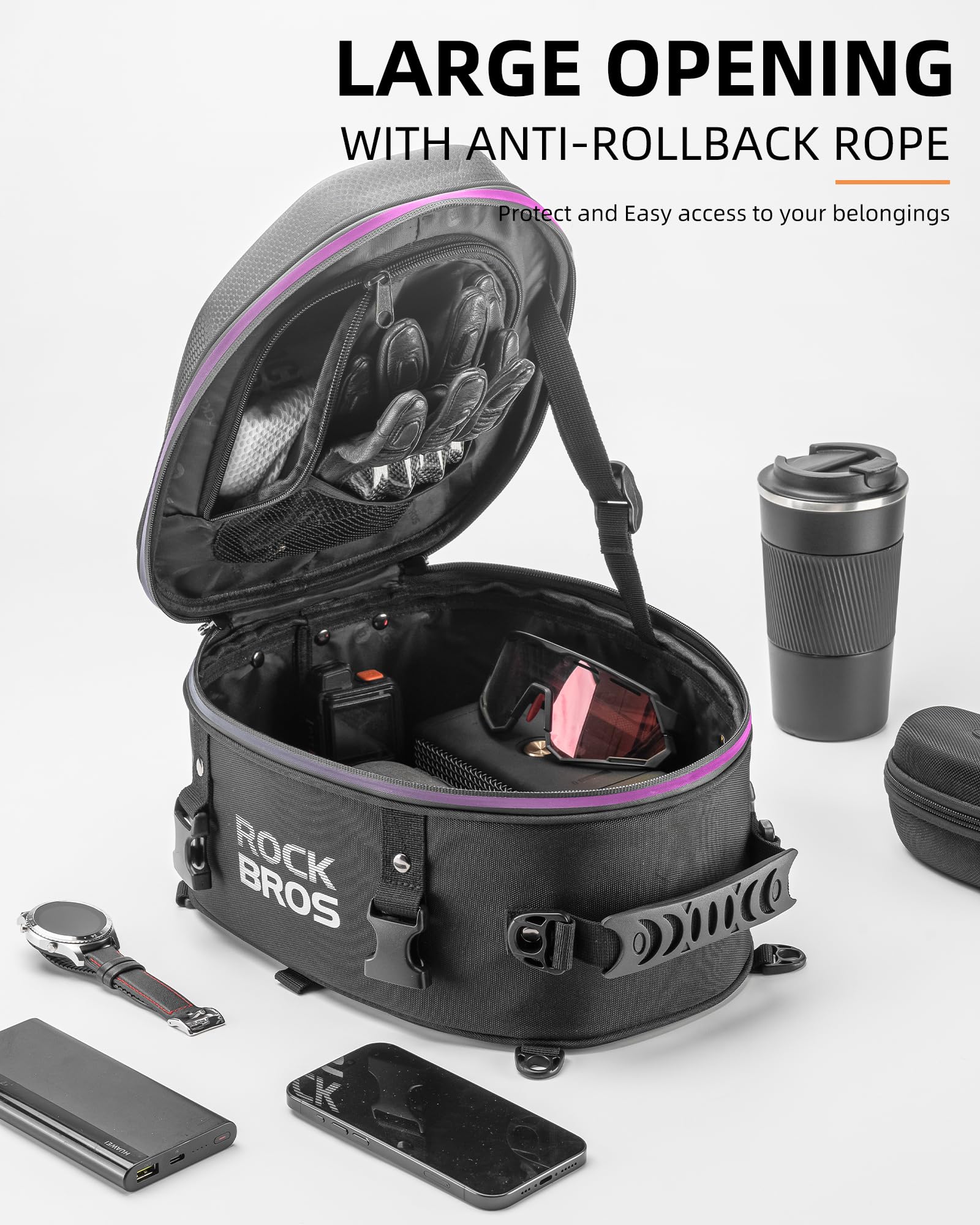 ROCKBROS Waterproof Tail Motorcycle Tail Rear Seat Bag 12.5L Storage Backpacks Hard Shell