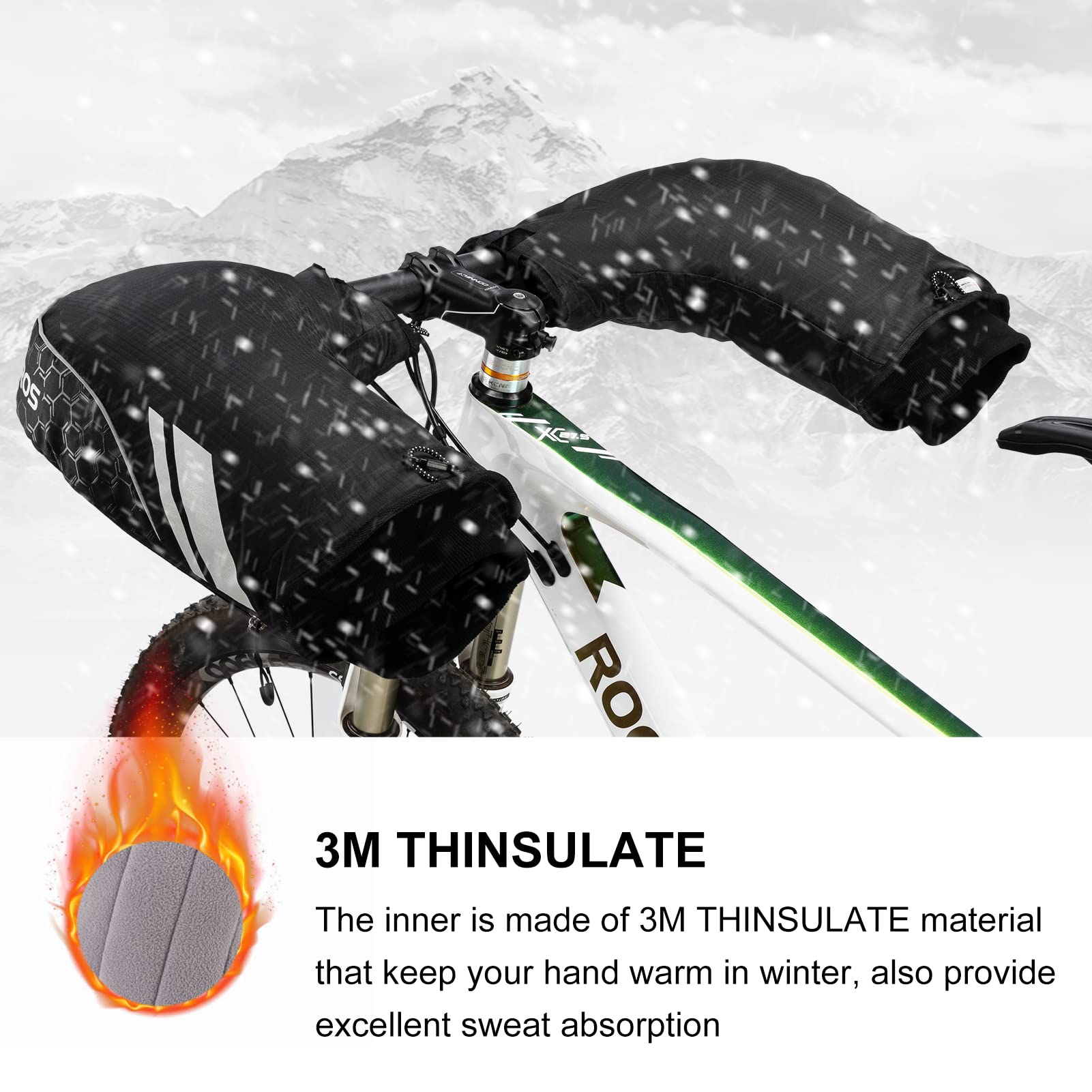 ROCKBROS Thinsulate Windproof Thermal Mountain Bike Handlebar Mittens - ROCKBROS
