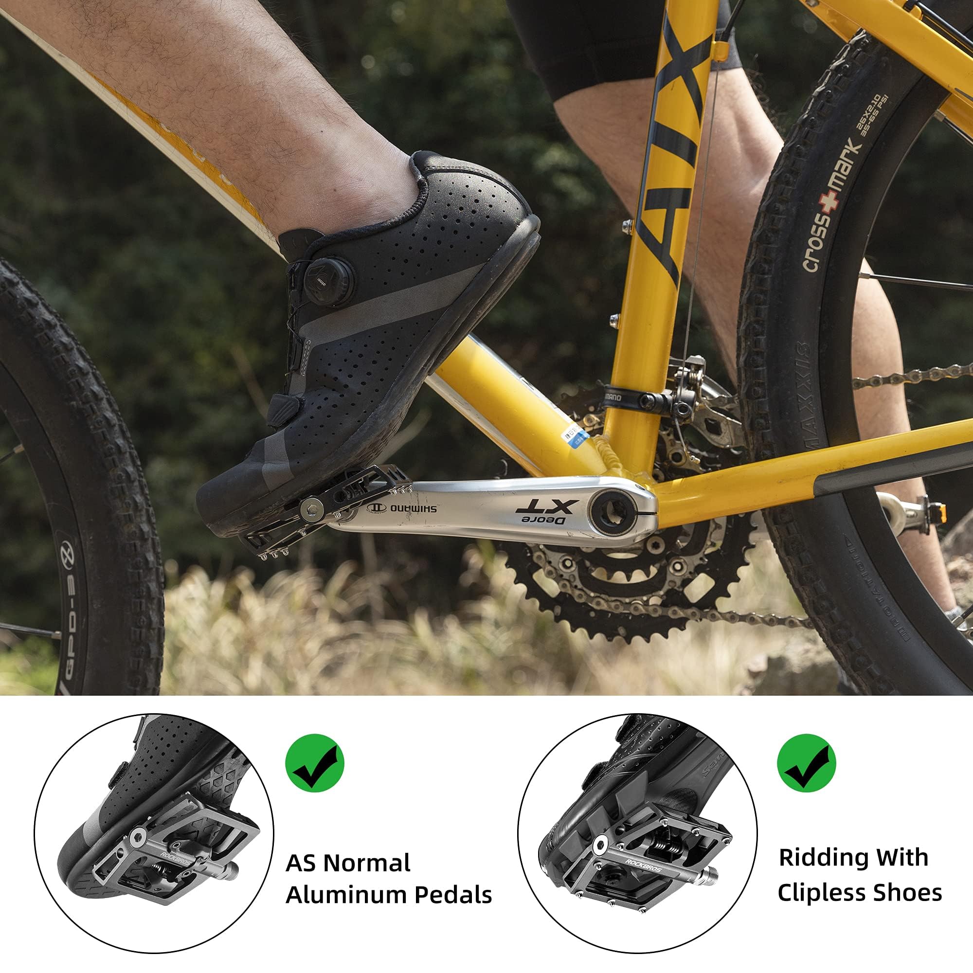 ROCKBROS MTB Aluminum Bike Pedals Compatible with SPD - ROCKBROS #Color_black