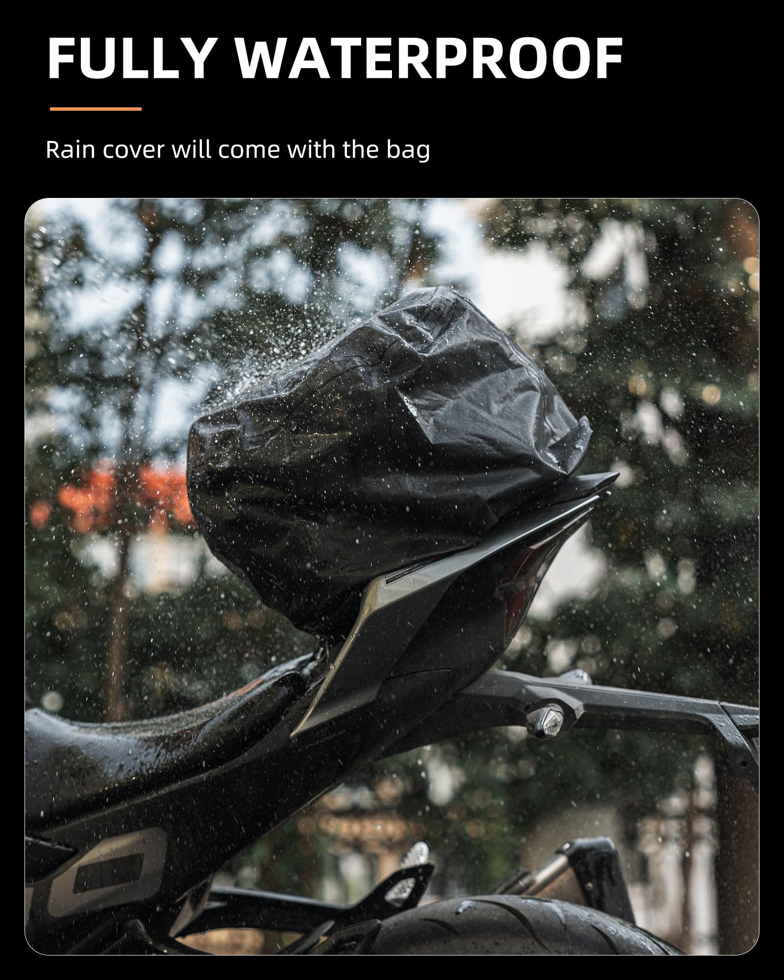 ROCKBROS Waterproof Tail Motorcycle Tail Rear Seat Bag 12.5L Storage Backpacks Hard Shell