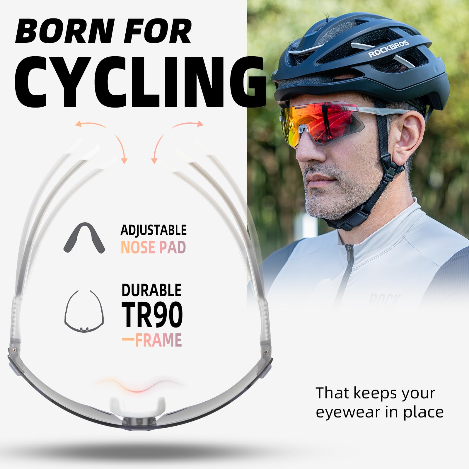 Men's TR90 Photochromic Cycling Sunglasses for MTB