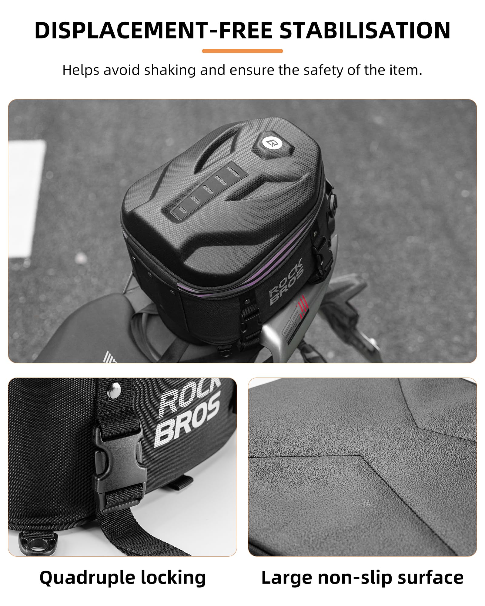 ROCKBROS Waterproof Tail Motorcycle Tail Rear Seat Bag 12.5L Storage Backpacks Hard Shell