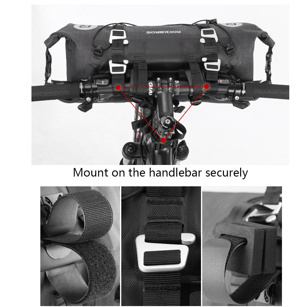 ROCKBROS 12L-20L Waterproof Bikepacking Handlebar Bags with 2 Dry Packs for Bikes