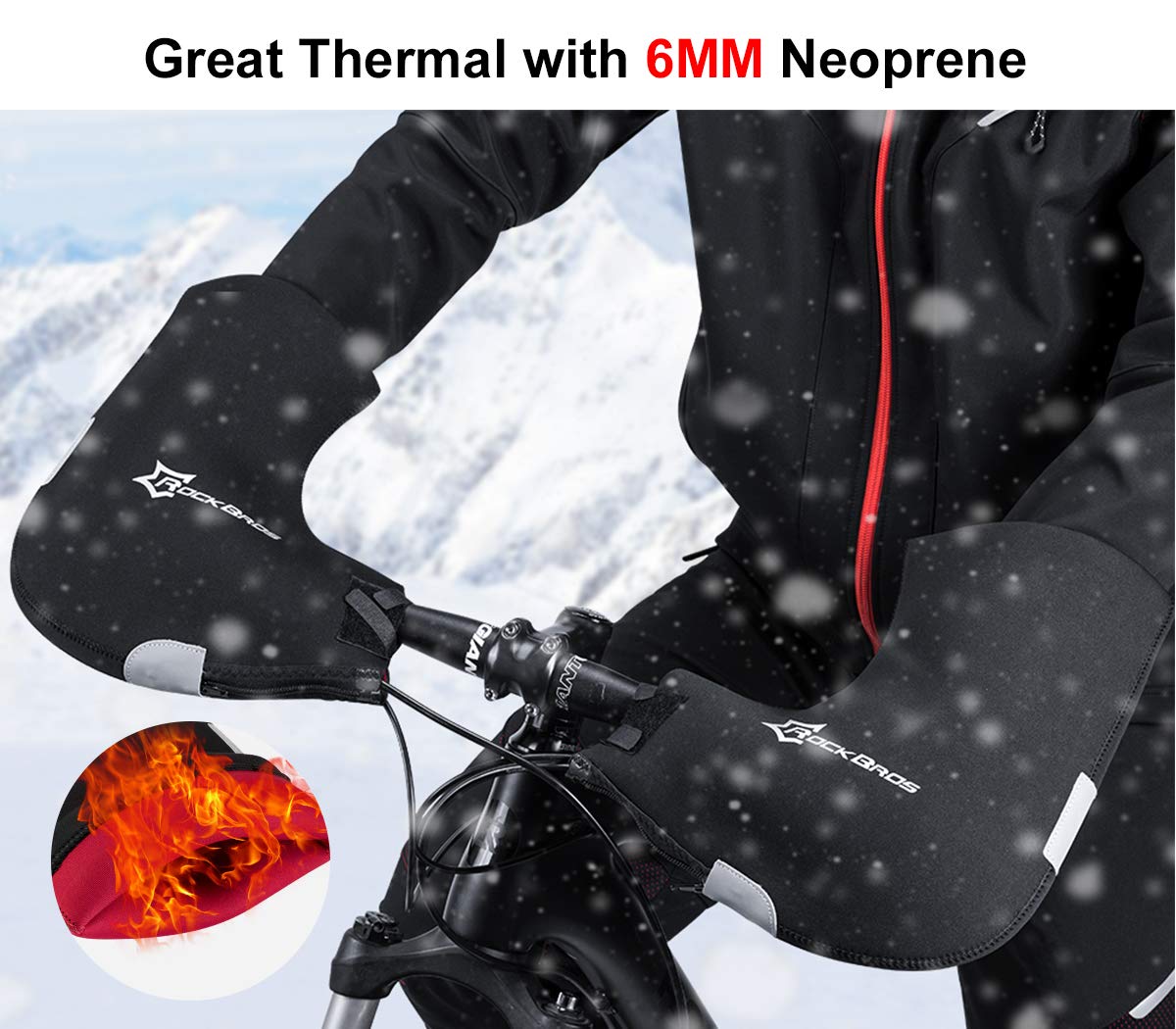 ROCKBROS Handlebar Mittens - Cold Weather Windproof MTB Bar Covers - ROCKBROS