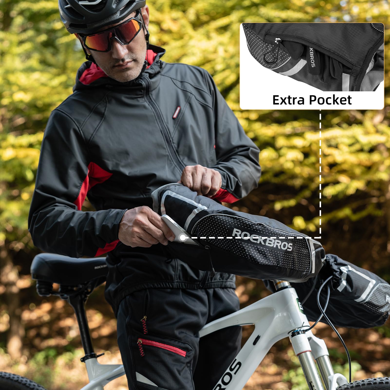 ROCKBROS Winter Handlebar Mittens - Extreme Cold Weather MTB Fat Bike Pogies - ROCKBROS