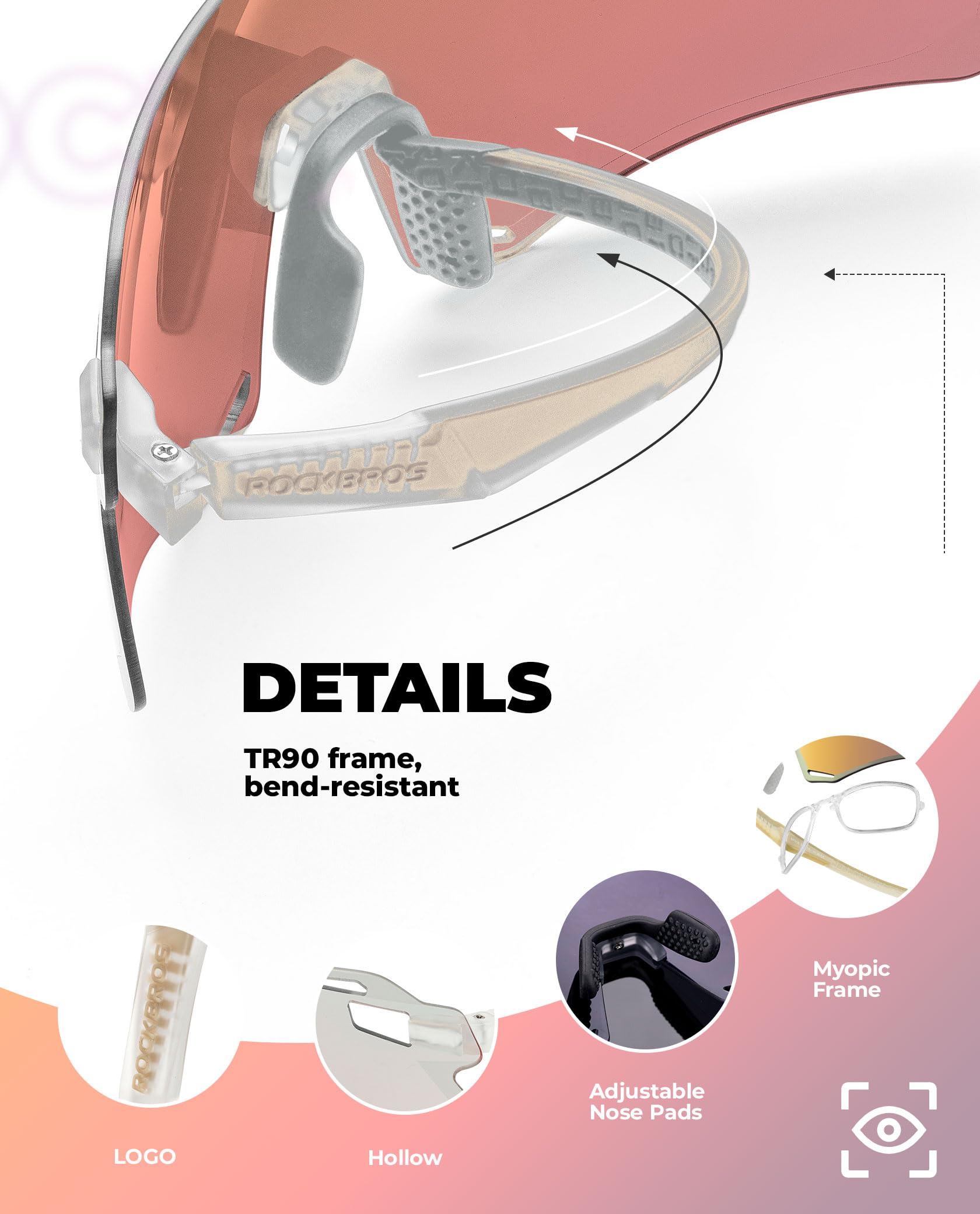 Men's TR90 Photochromic Cycling Sunglasses for MTB