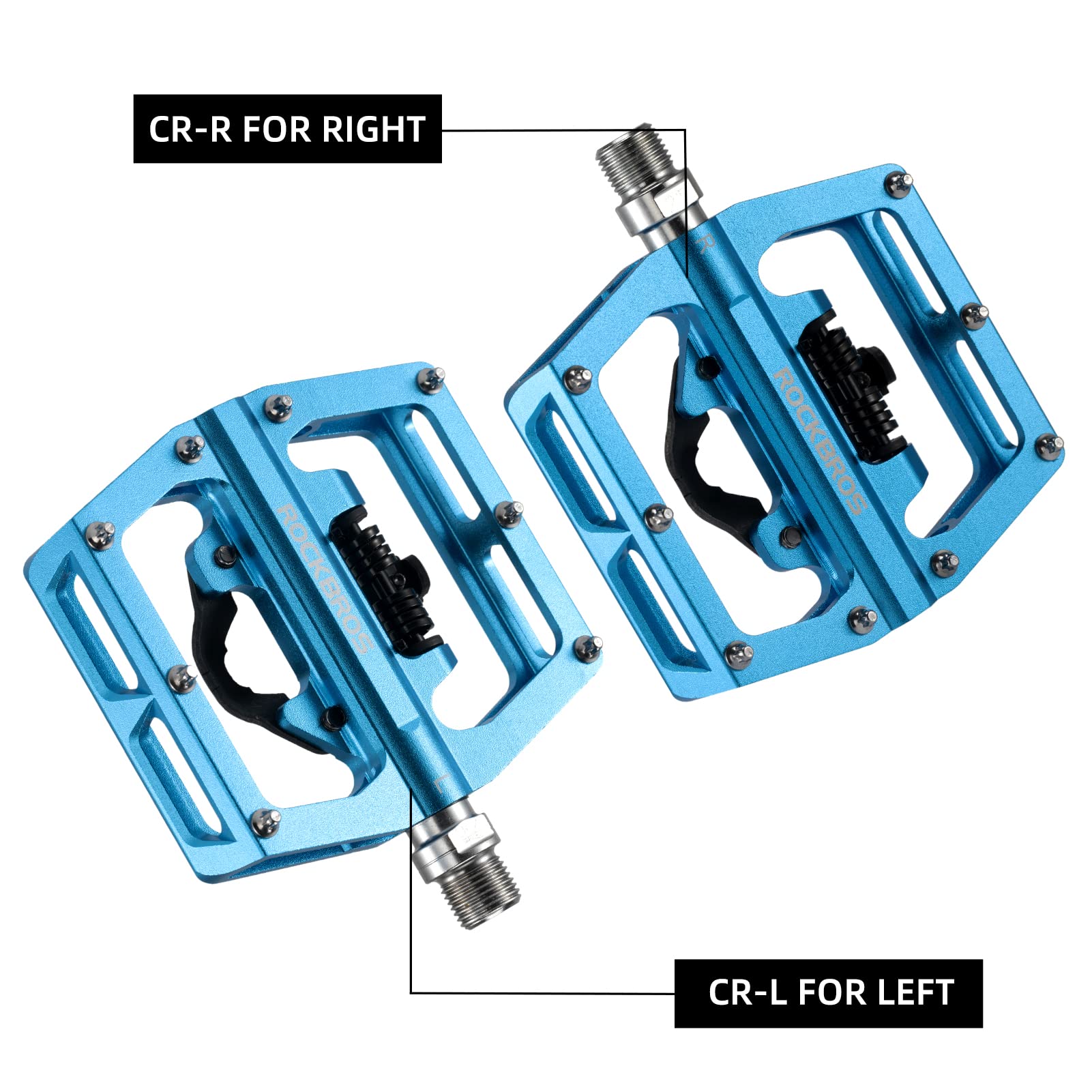 ROCKBROS MTB Aluminum Bike Pedals Compatible with SPD - ROCKBROS #Color_Blue