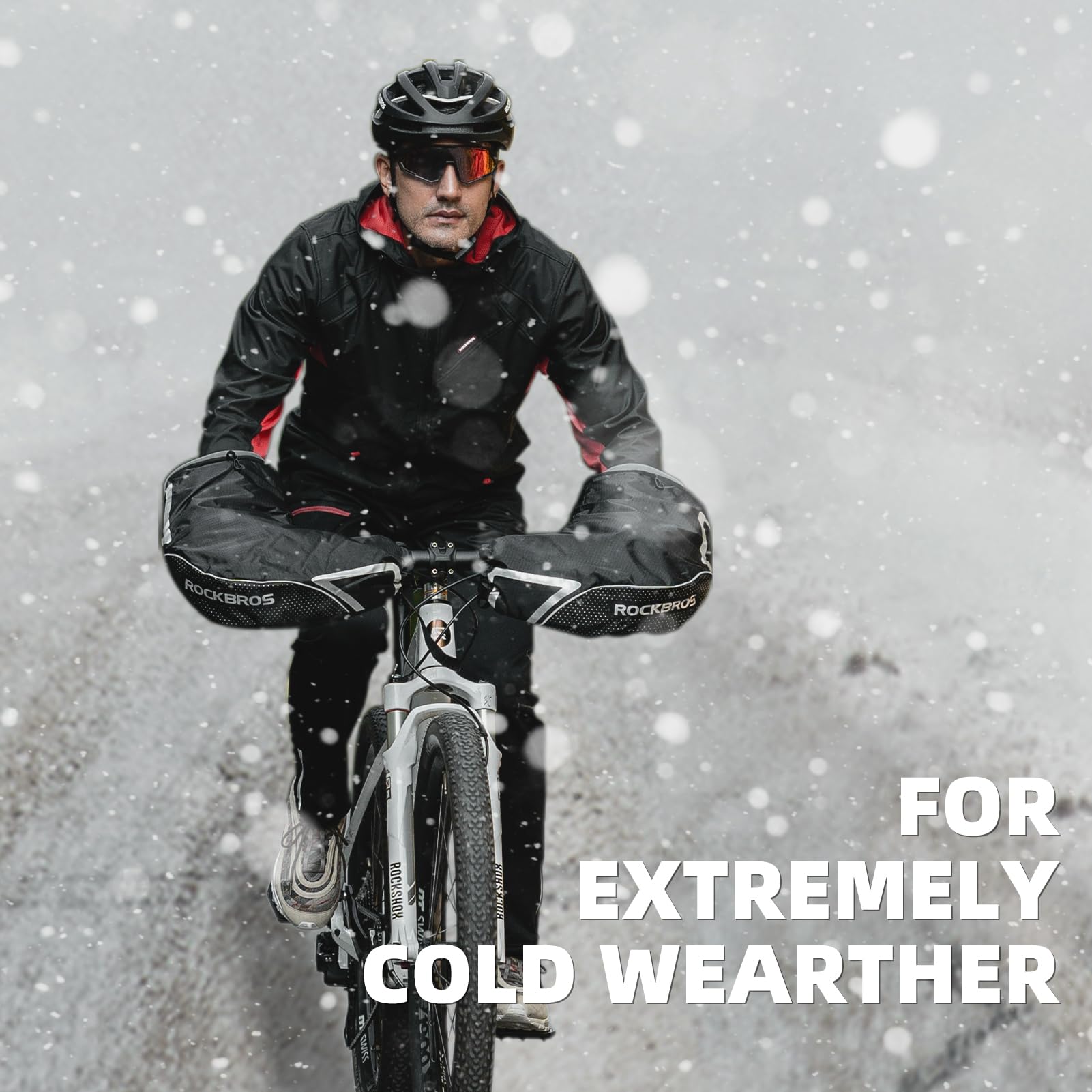 ROCKBROS Winter Handlebar Mittens - Extreme Cold Weather MTB Fat Bike Pogies - ROCKBROS