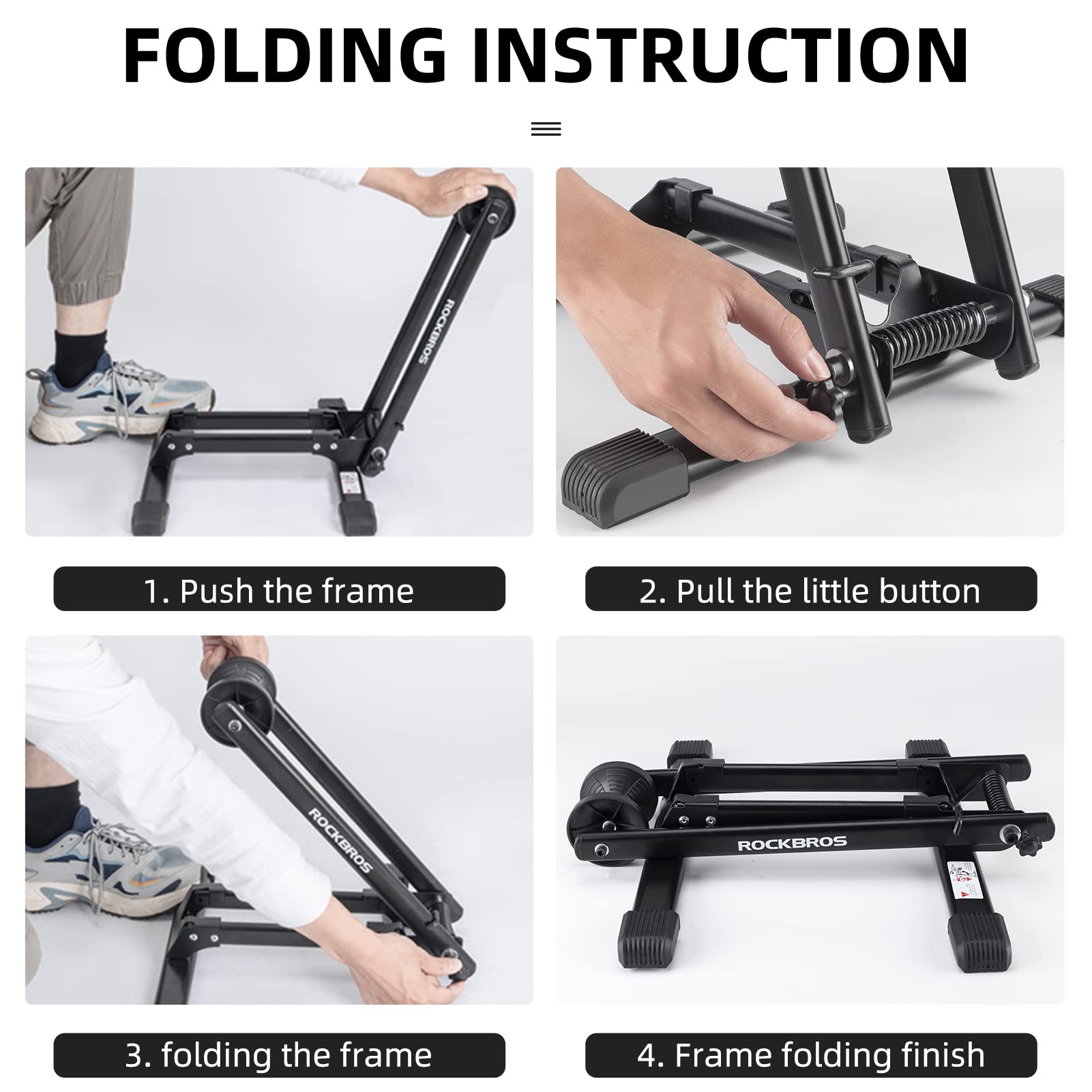 One-Second Foldable Push-In Bike Stand for 20"-29" Wheels