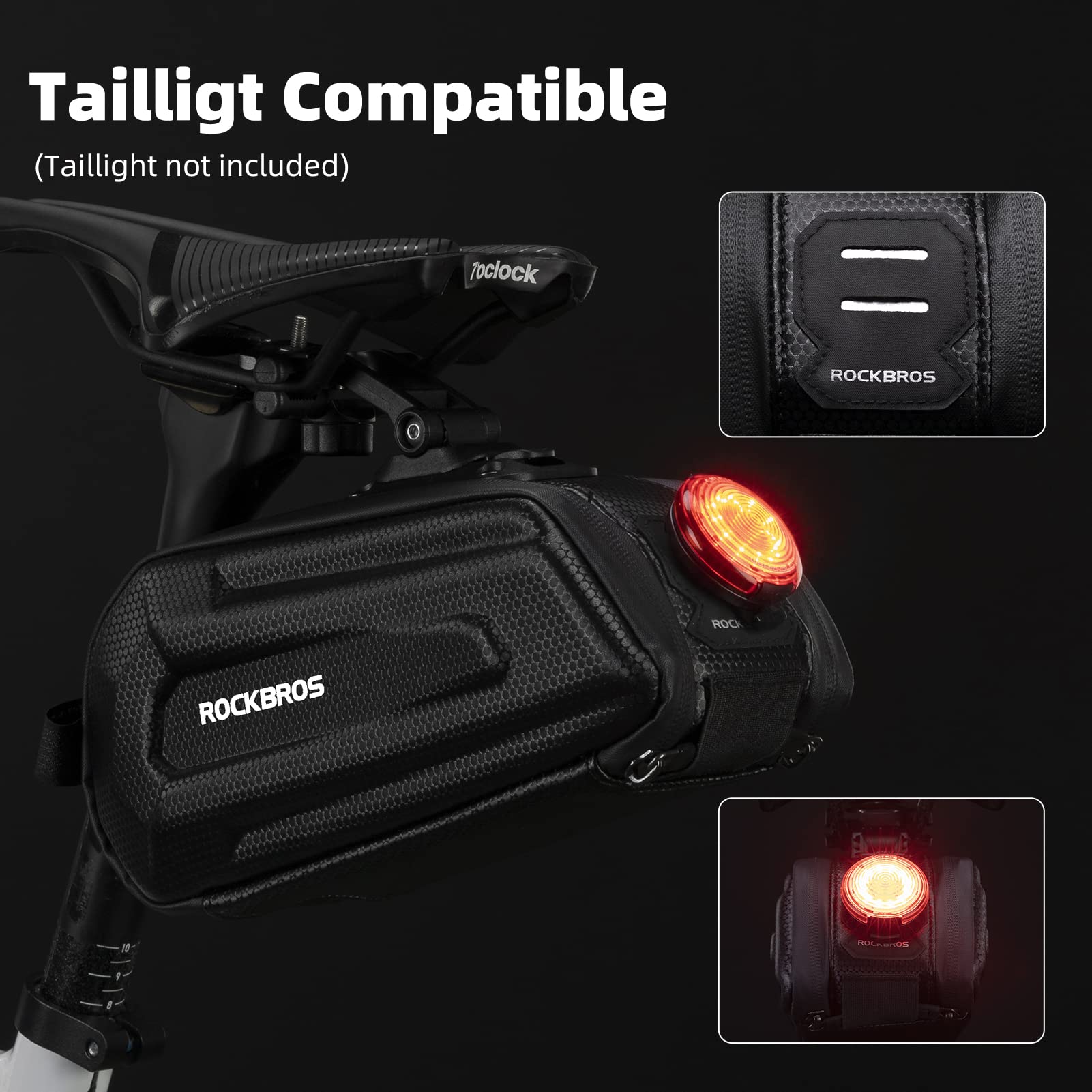 ROCKBROS Bike Bicycle 1.7L Saddle Seat Bag 3D Hard Shell with Silver Reflective Strip - ROCKBROS