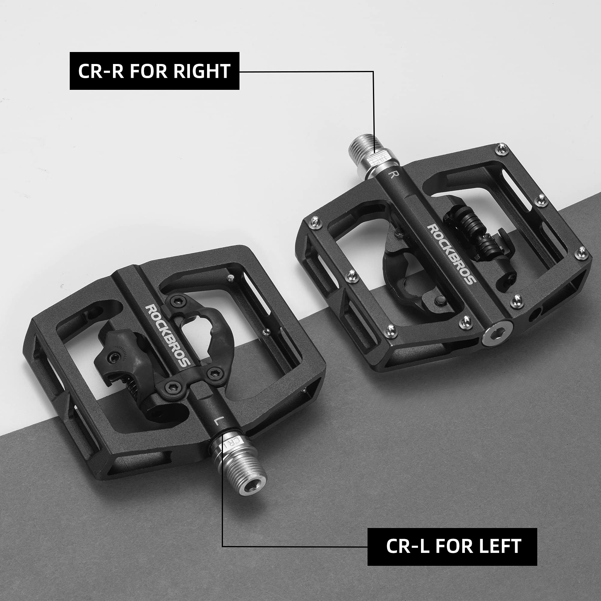 ROCKBROS MTB Aluminum Bike Pedals Compatible with SPD - ROCKBROS #Color_black