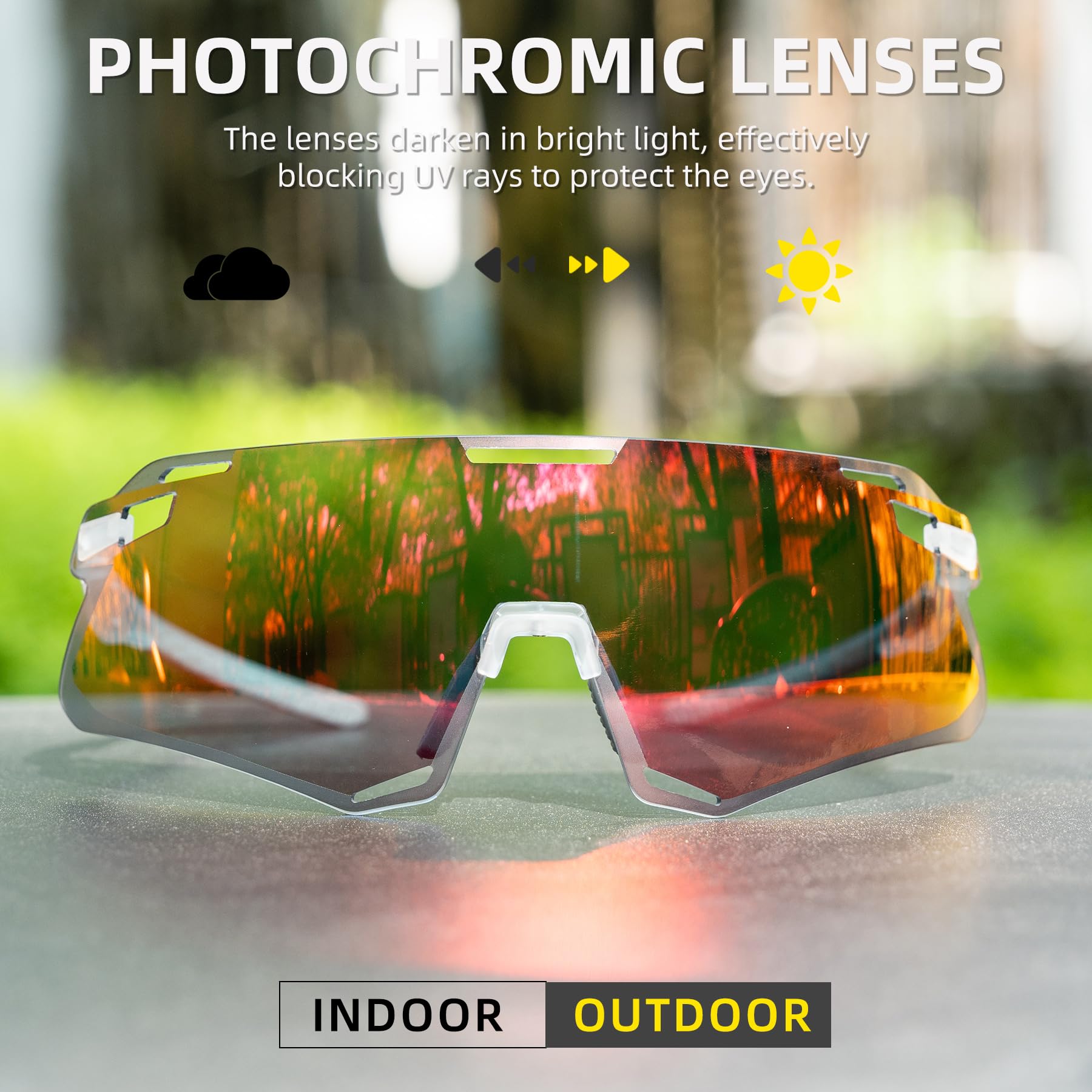 Men's TR90 Photochromic Cycling Sunglasses for MTB