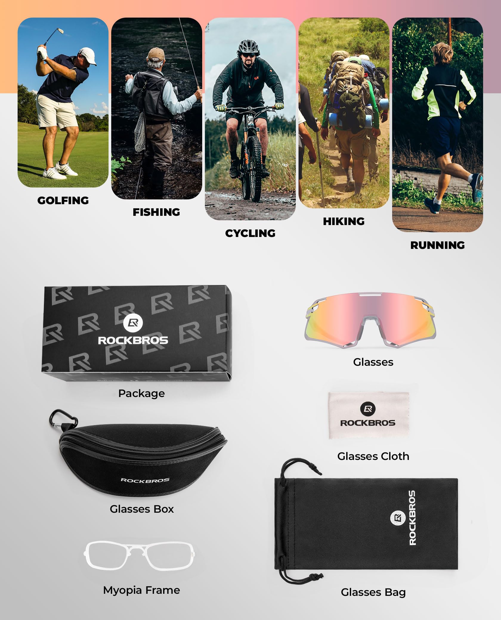 Men's TR90 Photochromic Cycling Sunglasses for MTB