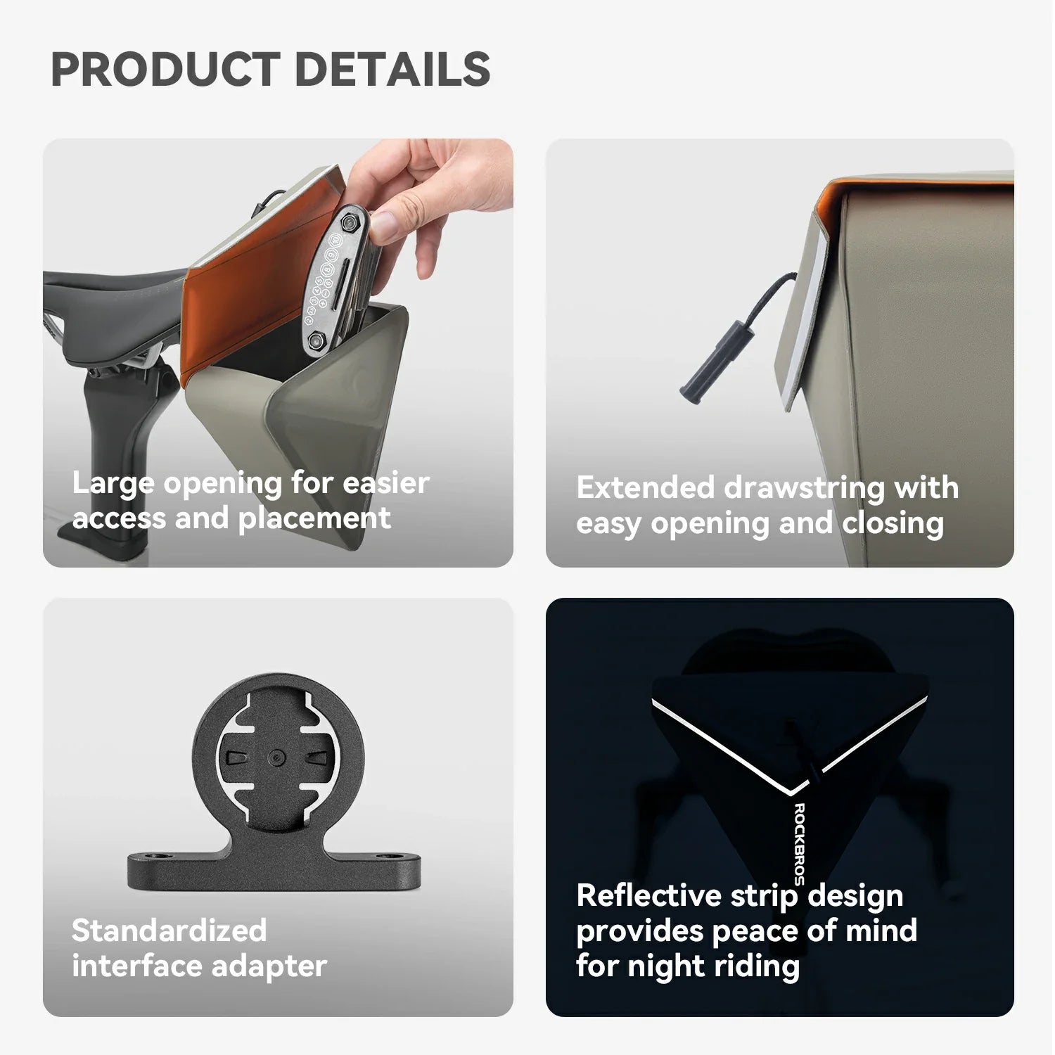 Product details of a mounting system with features highlighted.
