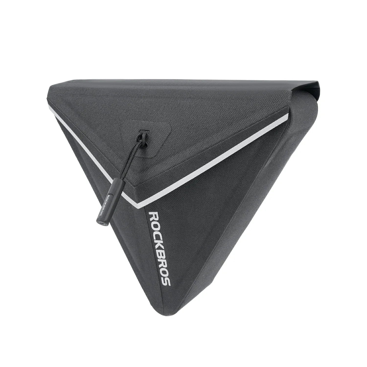 Triangular black bag with white accents and 'Rockeros' branding on a white background #Color_Black