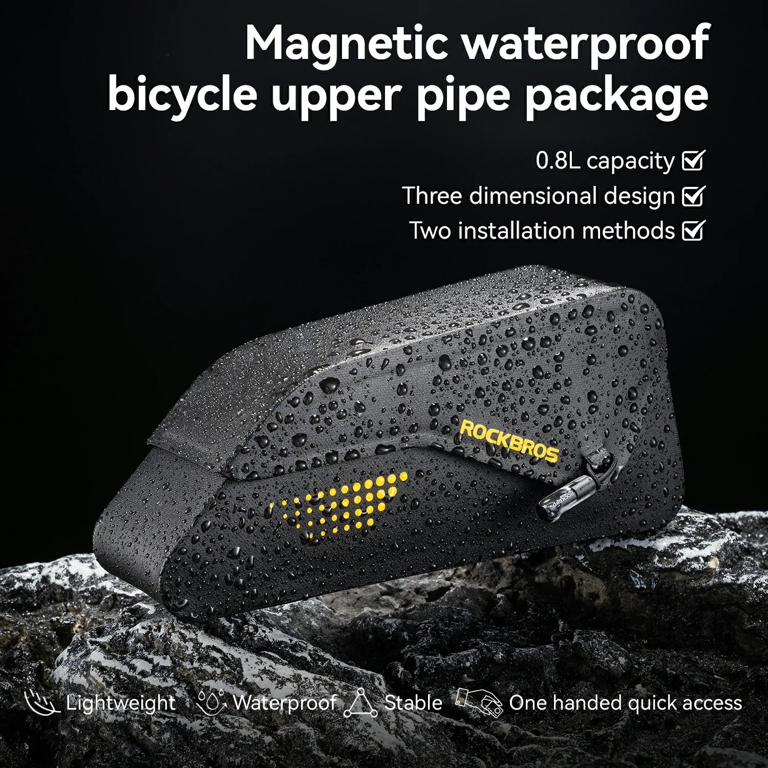 Magnetic Top Tube Bag 0.8L Water-Resistant Bike Frame Bag